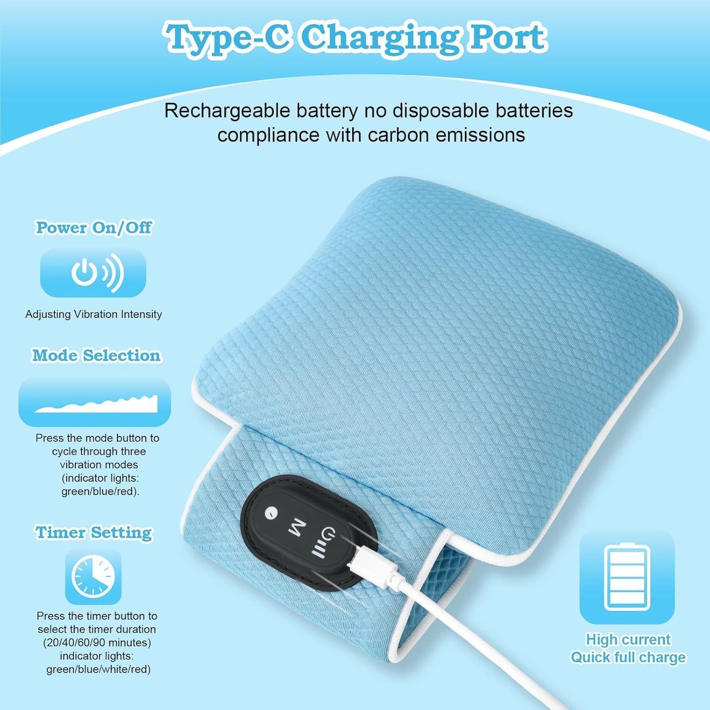 Baby Vibrating Sleep Soother, Baby Sleep Aid, Newborn Soothers for Help Sleeping, 3 Adjustable Vibration Modes, 90 Min Timer, Newborn Vibrations Mattress Pad for Home & Travel, Use for Crib & Stroller
