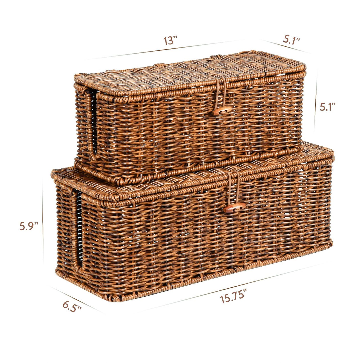 BROWNLILY Rattan Wire Storage Box, Handmade Cord Organizer for Desk Cord Hider Outlet Covers Baby Proofing for Power Strip TV PC Router Charger Under Desk Cable Management Box