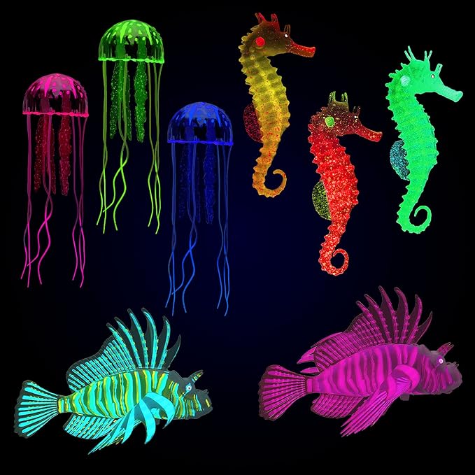 Patelai 8 Pcs Jellyfish Fake Fish Tank Aquarium Decorations, Dreamy Color