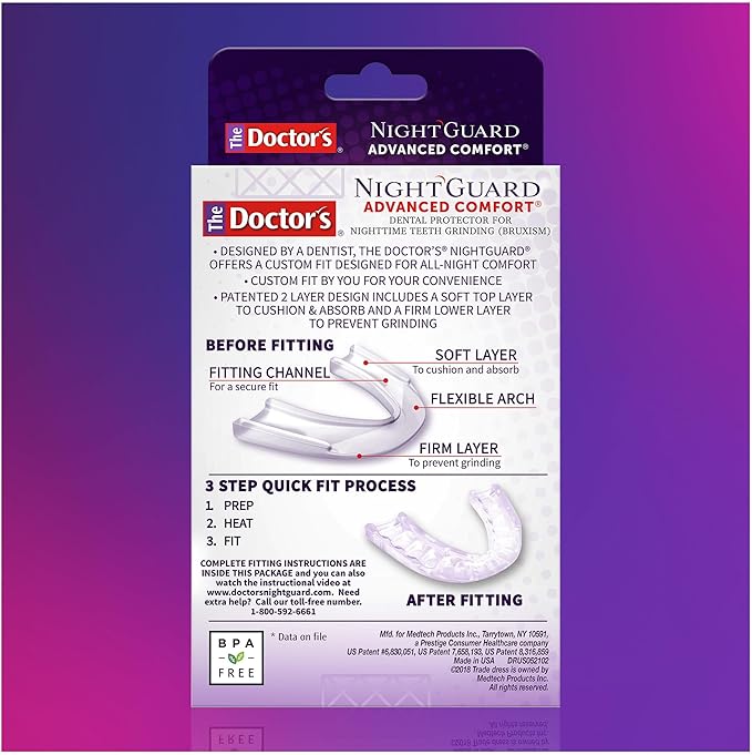 The Doctor’s NightGuard Mouth Guard for Grinding Teeth at Night, Includes Storage Case, Pack of 1