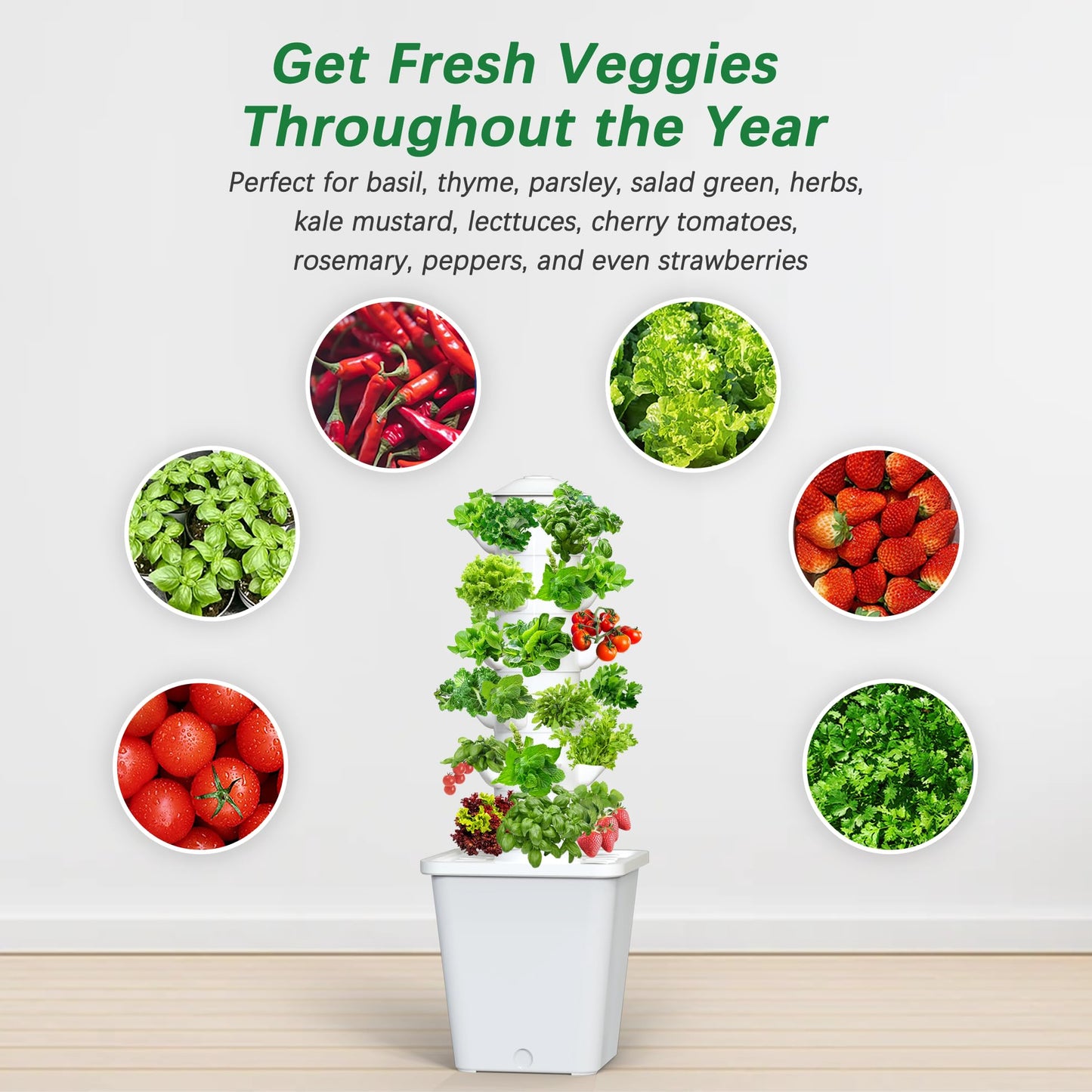 LYCereal Hydroponics Growing System, 30-Plant Indoor Hydroponic Tower with Pump System, Plants Germination Kit, Smart Aeroponic Herb Garden, Vertical Hydroponic System for Gardening Lover (No Seed)