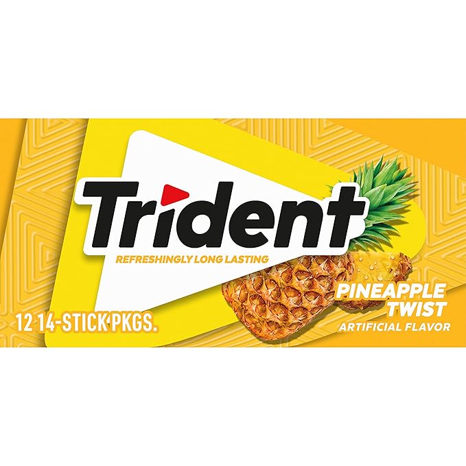 Trident Pineapple Twist Sugar-Free Chewing Gum, 12 Packs of 14 Pieces (168 Total Pieces)