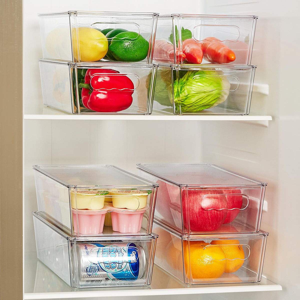 10pcs Clear Stackable Storage Bins with Lids (10 Count)