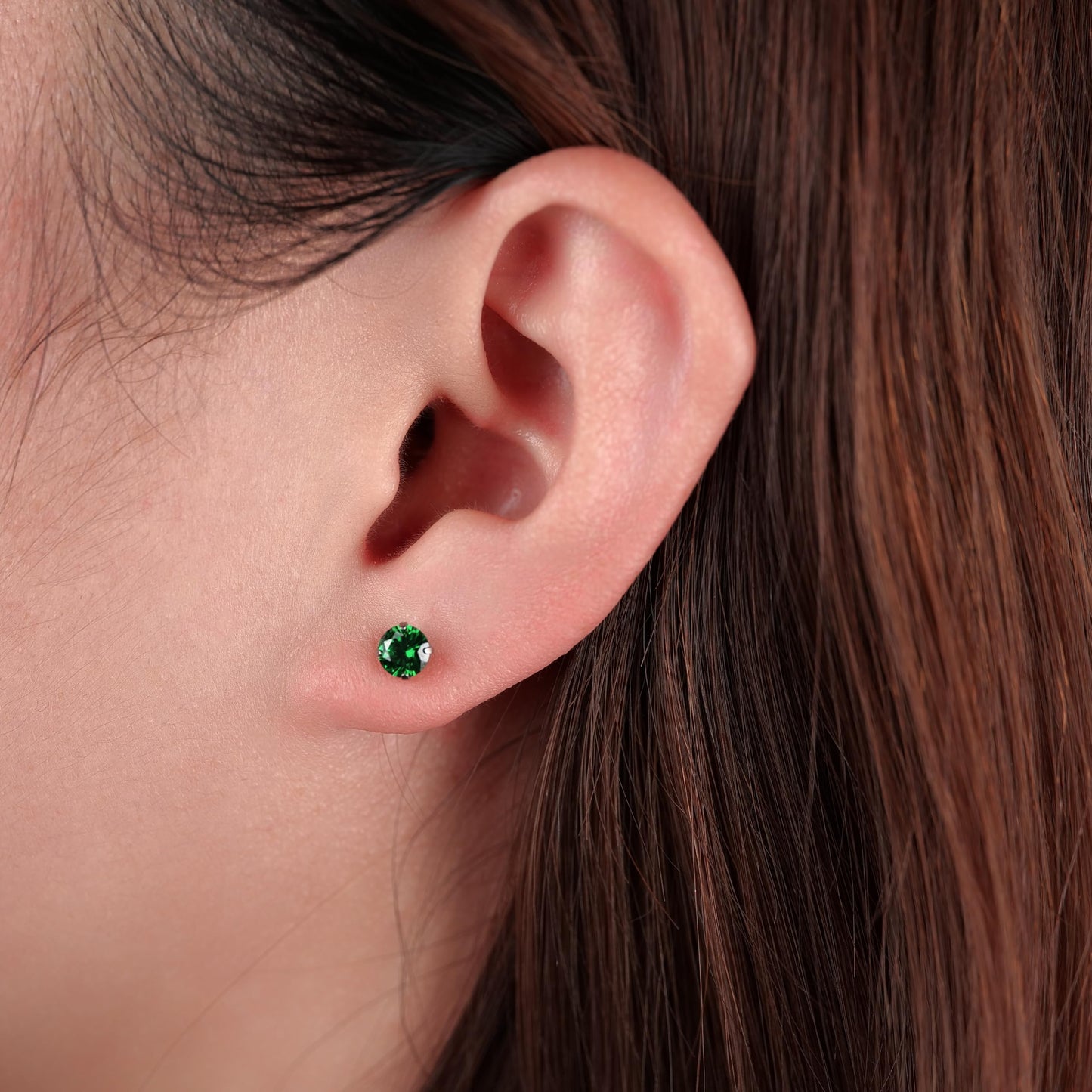 Limerencia Hypoallergenic G23 Titanium Earrings, F136 Implant Grade Pure Titanium, Suitable for Sensitive Ears with Birthstone Crystals CZ Simulated Diamonds (Green)