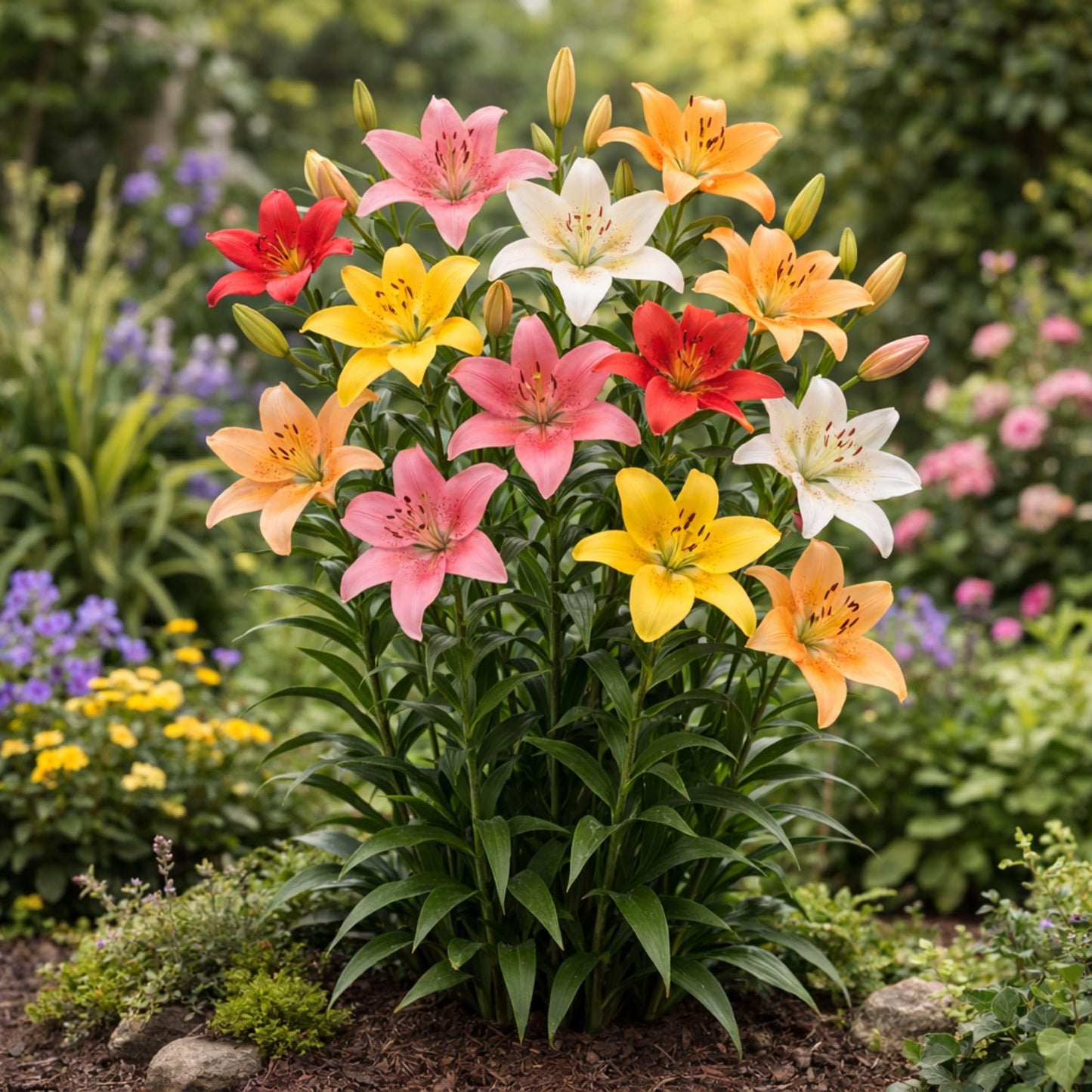 Lilium Asiatic Hybrid Lilies Mix 12 Bulbs Bag - Colorful Flowers Bloom in Summer Sun