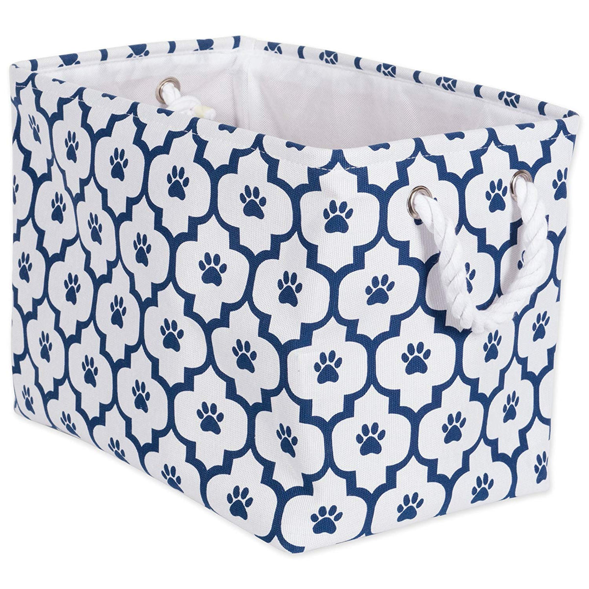 Bone Dry Pet Storage Collection Lattice Paw Print, Nautical Blue, Medium Rectangle