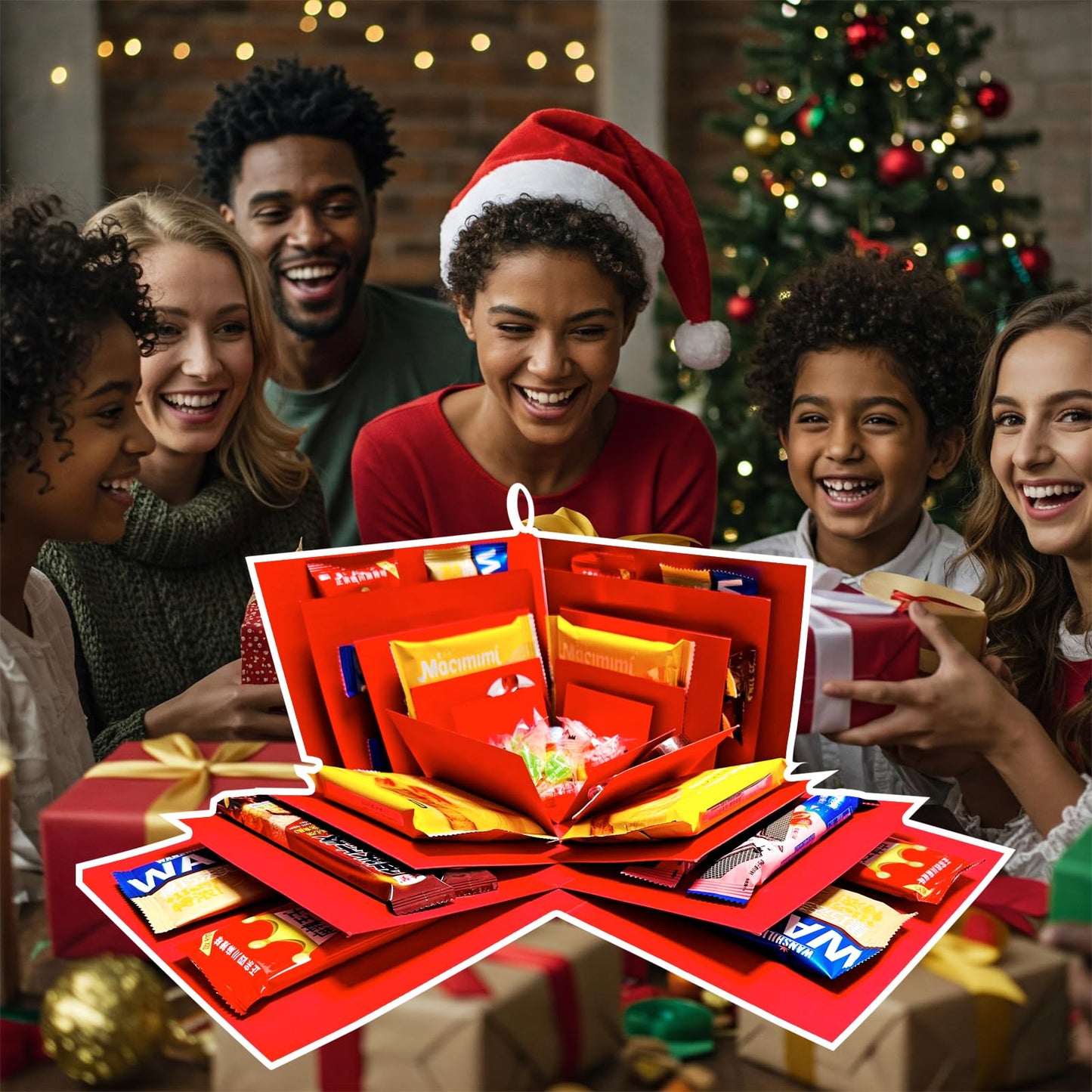 Hryan 5 Layer Gift Box, Multi Layered Explosion Photo DIY Box, Creative Surprise Picture Gift for Important Days and Holidays. (RED)