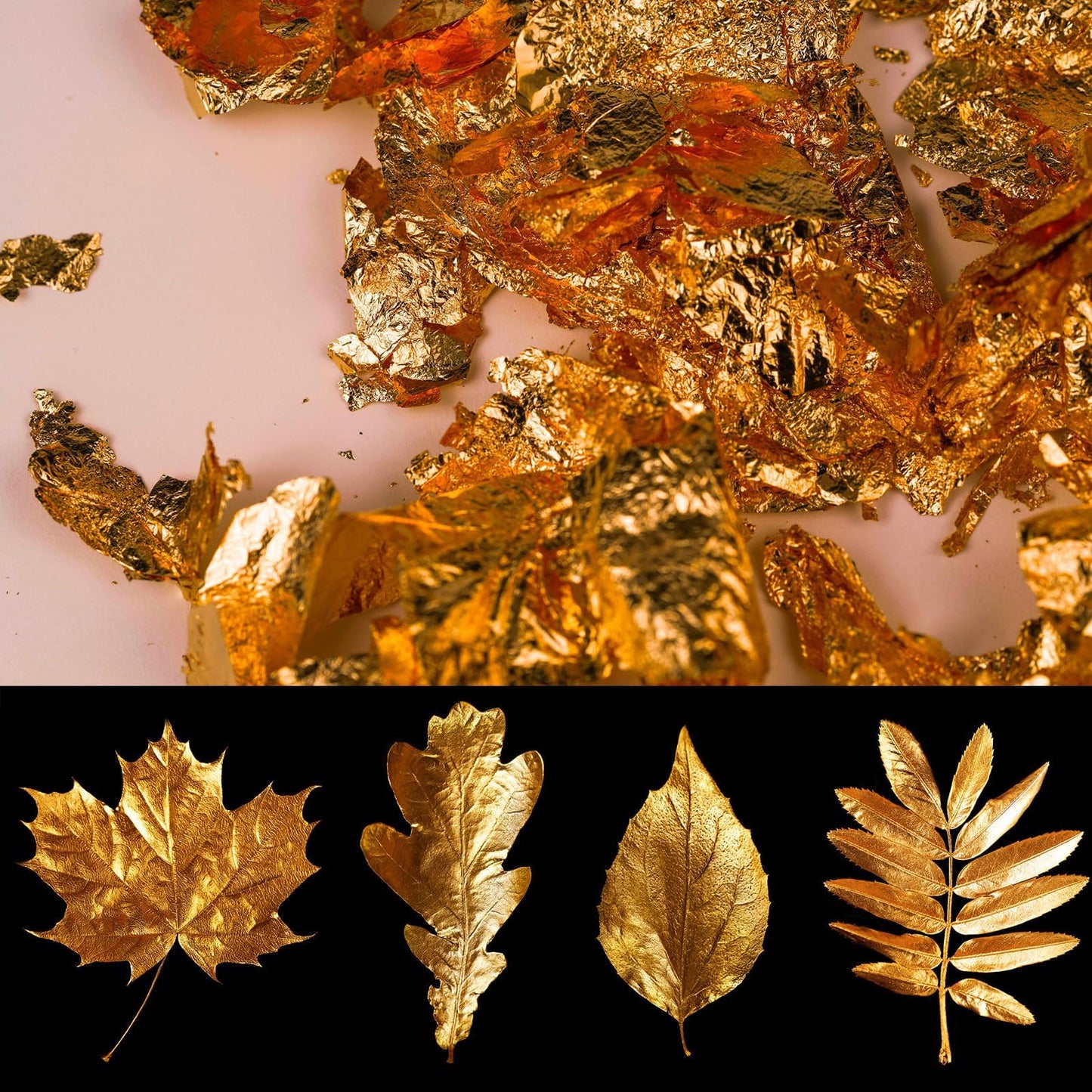 Bememo 300 Pcs Gold Leaf Sheets Imitation Gold Foil Paper Sheets for Arts, Gilding Crafting, Painting, Picture Frames, Projects, Furniture Decoration, 5.5" x 5.5"