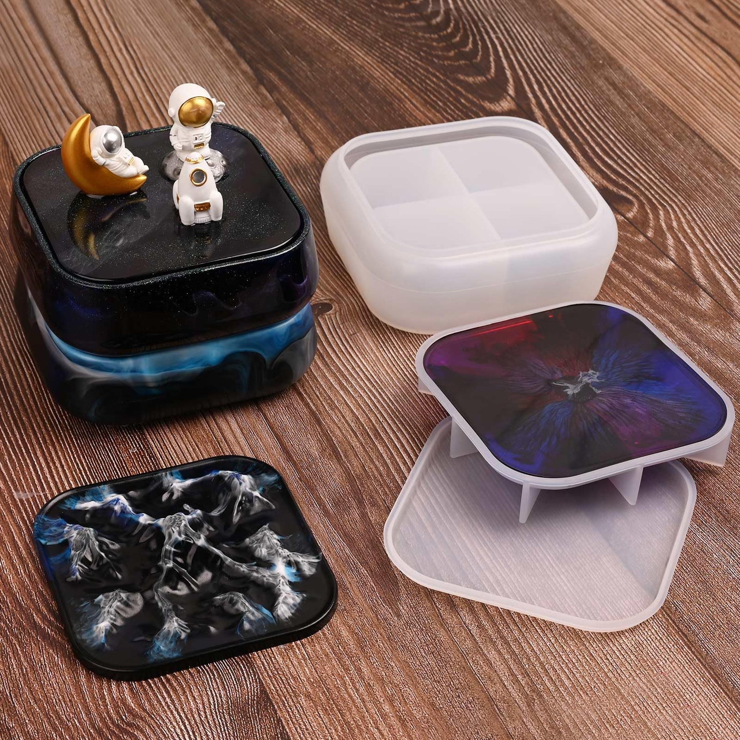 Moukiween Large Storage Box Molds with Lid, Resin Jar Mold, Silicone Box Mold for Storage Jewelry Epoxy Casting DIY Crafts