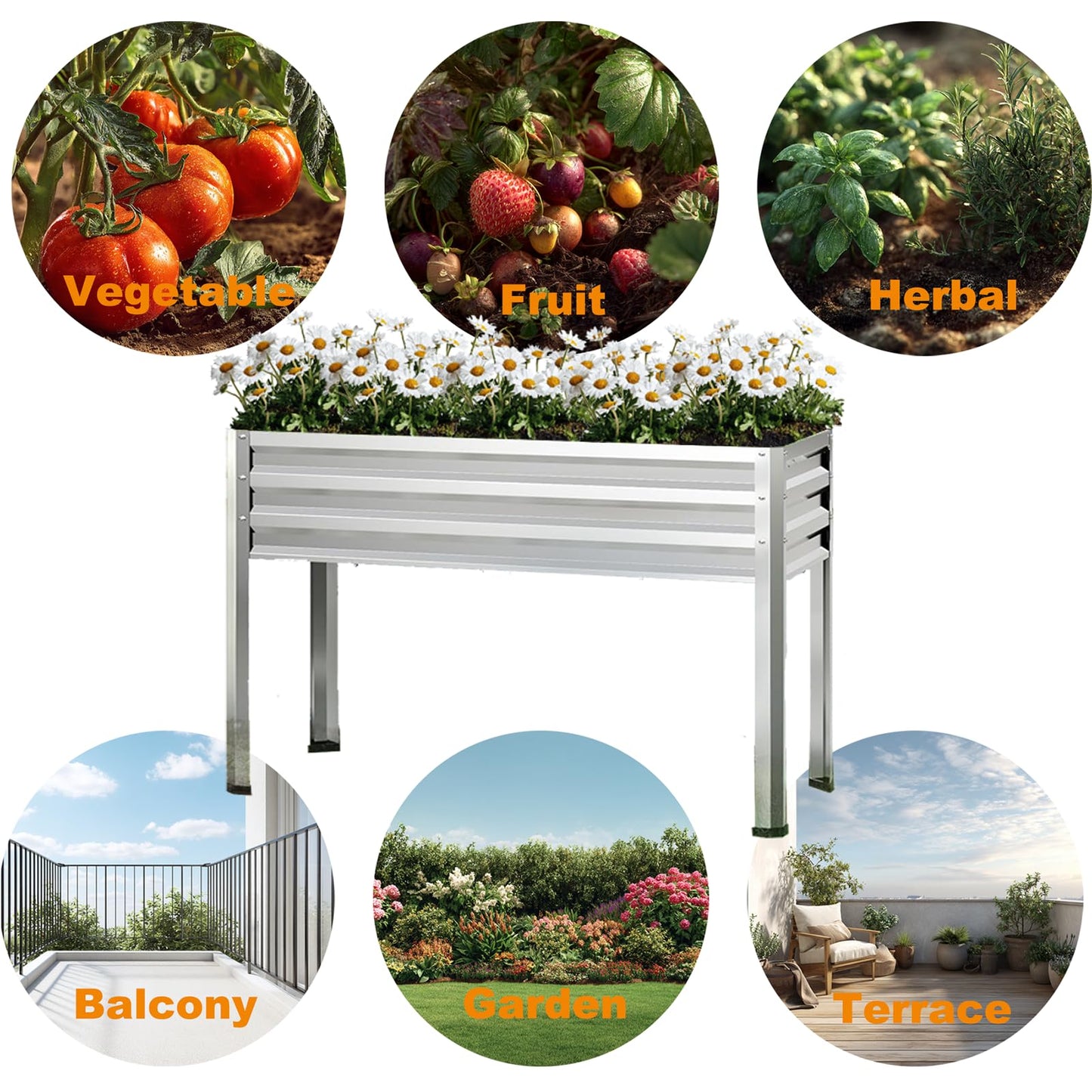 Mofesun Galvanized Raised Garden Bed with Legs, 2PCS 48x18x31.5 Inch Elevated Metal Planter Box, 300lbs Capacity for Vegetables, Flowers, Herbs. Suitable for Garden, Balcony, Patio, Backyard.