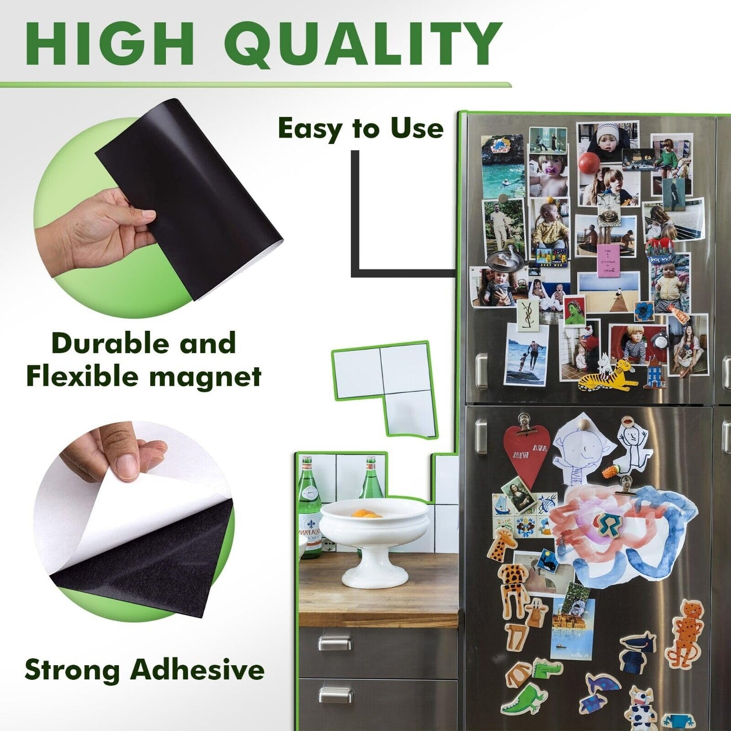 STONE CITY Magnetic Sheets 8.5x11 Inch, 12 Pack Magnet Sheets with Adhesive, Cuttable and Flexible for Crafts, Photos, Fridge