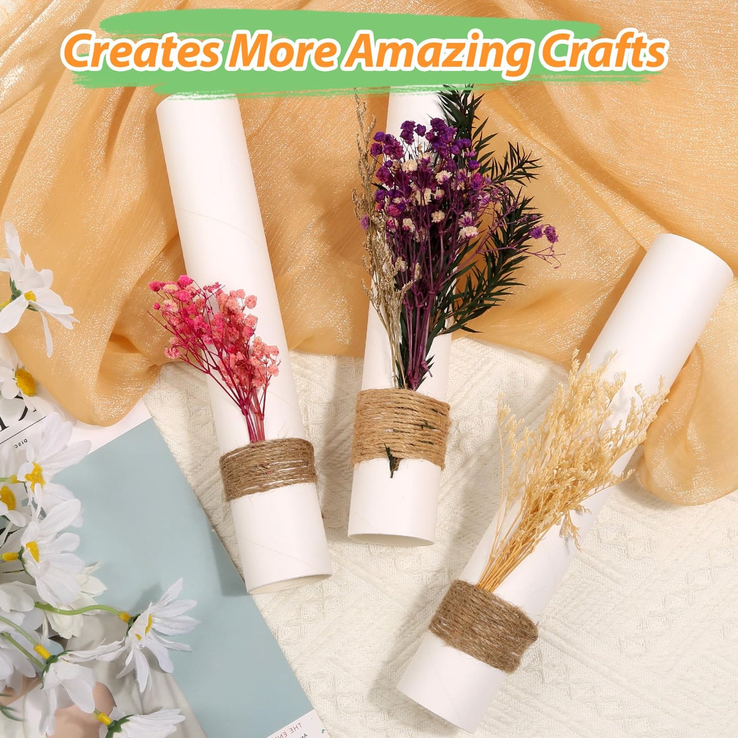 MAPVOLUT 32 Pack Cardboard Tubes for Craft - White Rolling Paper - 1.7 x 10 Inches, Empty Toilet Paper Rolls for Crafts Tubes Craft Supplies, Premium Kraft Paper Strong And Pressure-Resistant