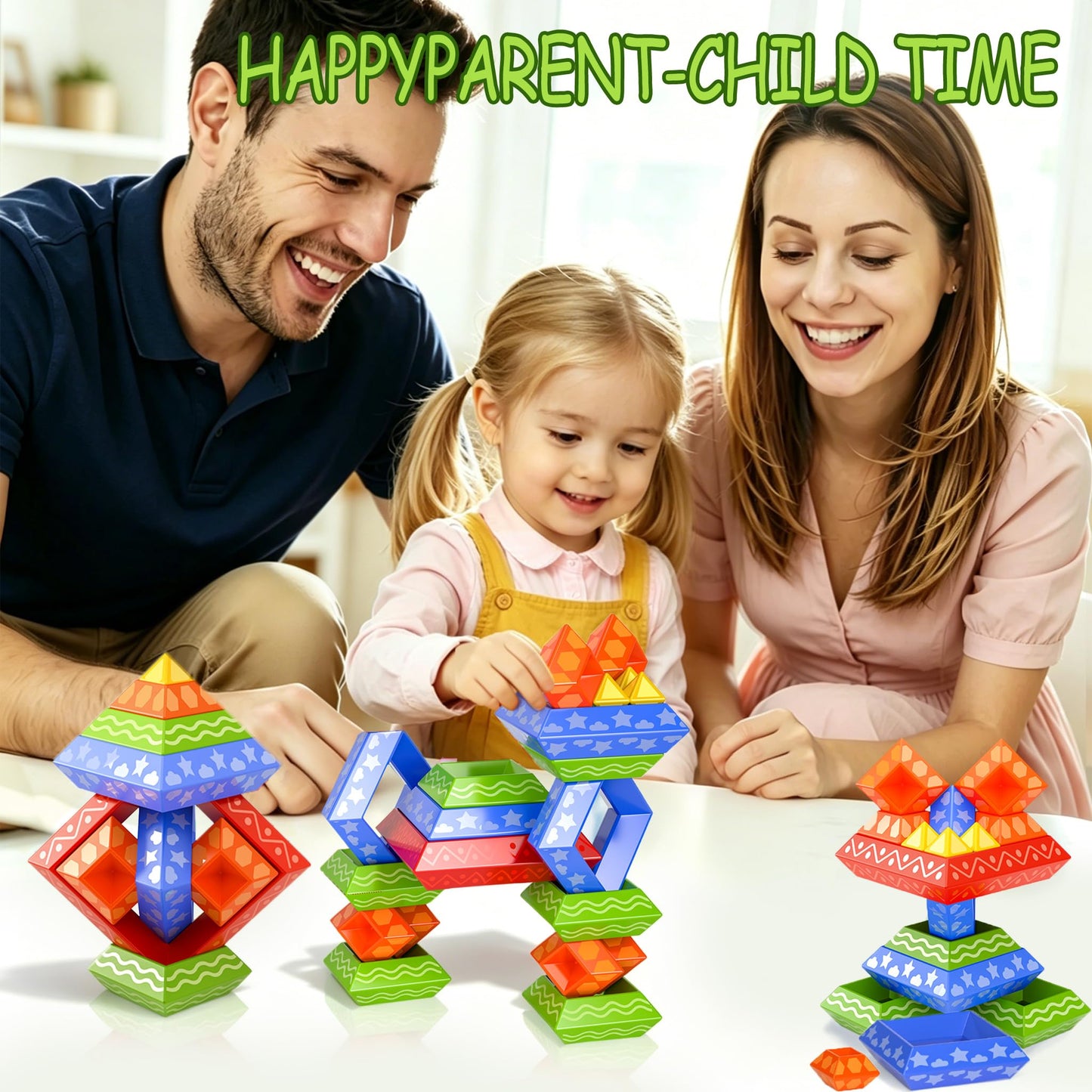 Doloowee 30 Pcs Building Blocks Toys for Ages 3 4 5 6 Toddlers, Pyramid Stacking Toys, 3D Montessori Preschool Learning Blocks for Kids, Stem Educational Pyramid Magic Tower Gifts Set