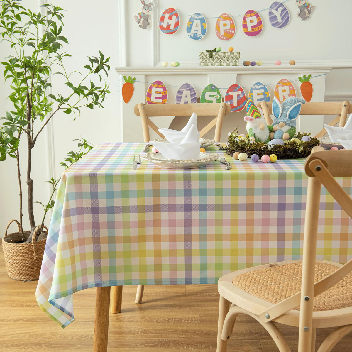 Classic Gingham Buffalo Easter Tablecloth Fabric