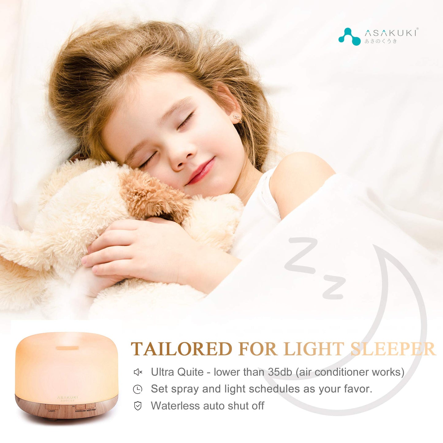 ASAKUKI Smart Wi-Fi Essential Oil Diffuser, App and Voice Control Compatible with Alexa, 500ml Aromatherapy Humidifier for Relaxing Atmosphere in Home Office Bedroom, Gift for Mom (Light Brown)