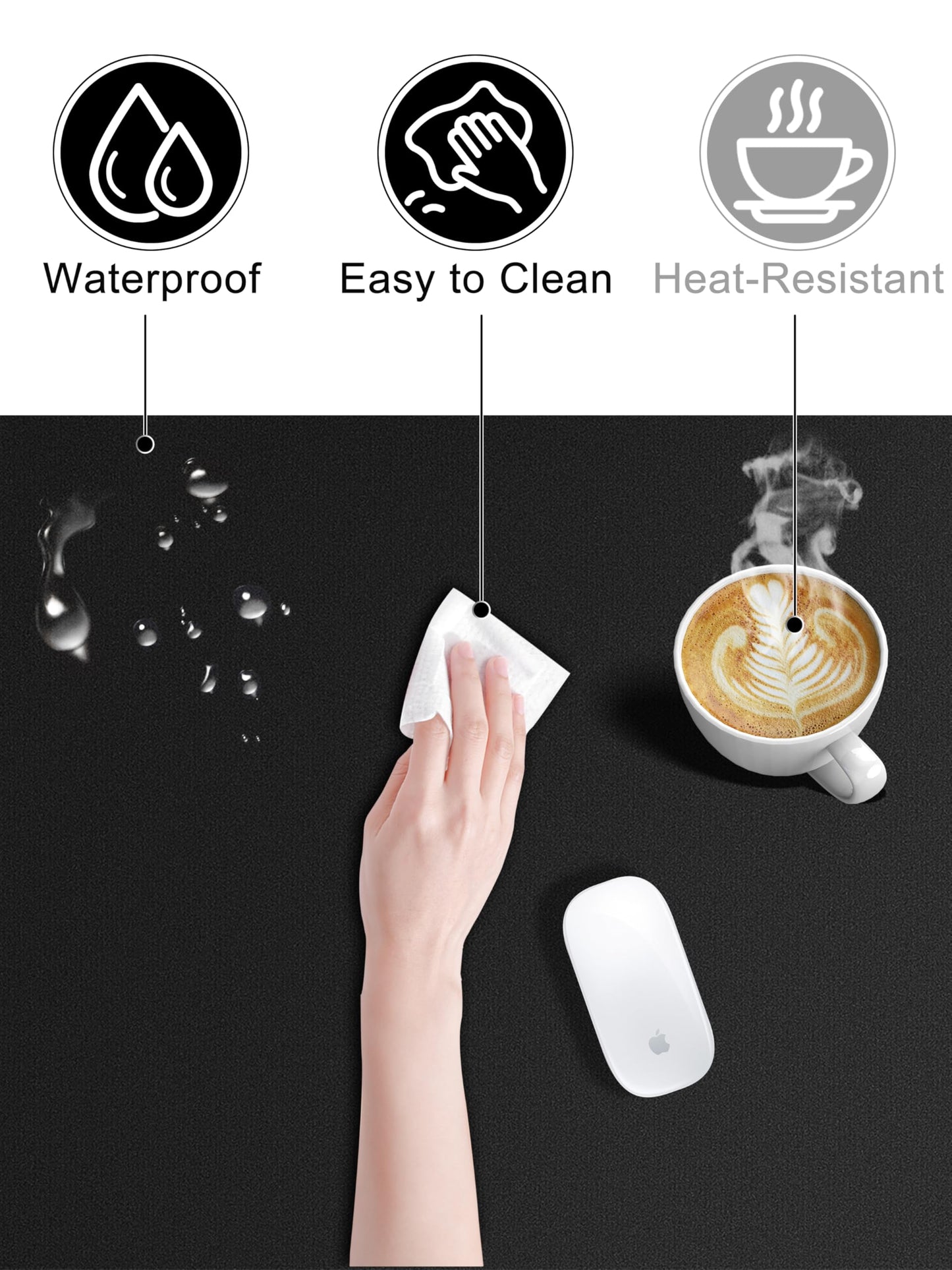 TopMade Wireless Charging Mouse Pad, Gaming Mousepad Home Office Large Desk Pad with Ultra-Smooth Surface, Non-Slip Base, Waterproof Keyboard Mat (Includes 20W PD Power Adapter & 6.56ft Woven Cable)