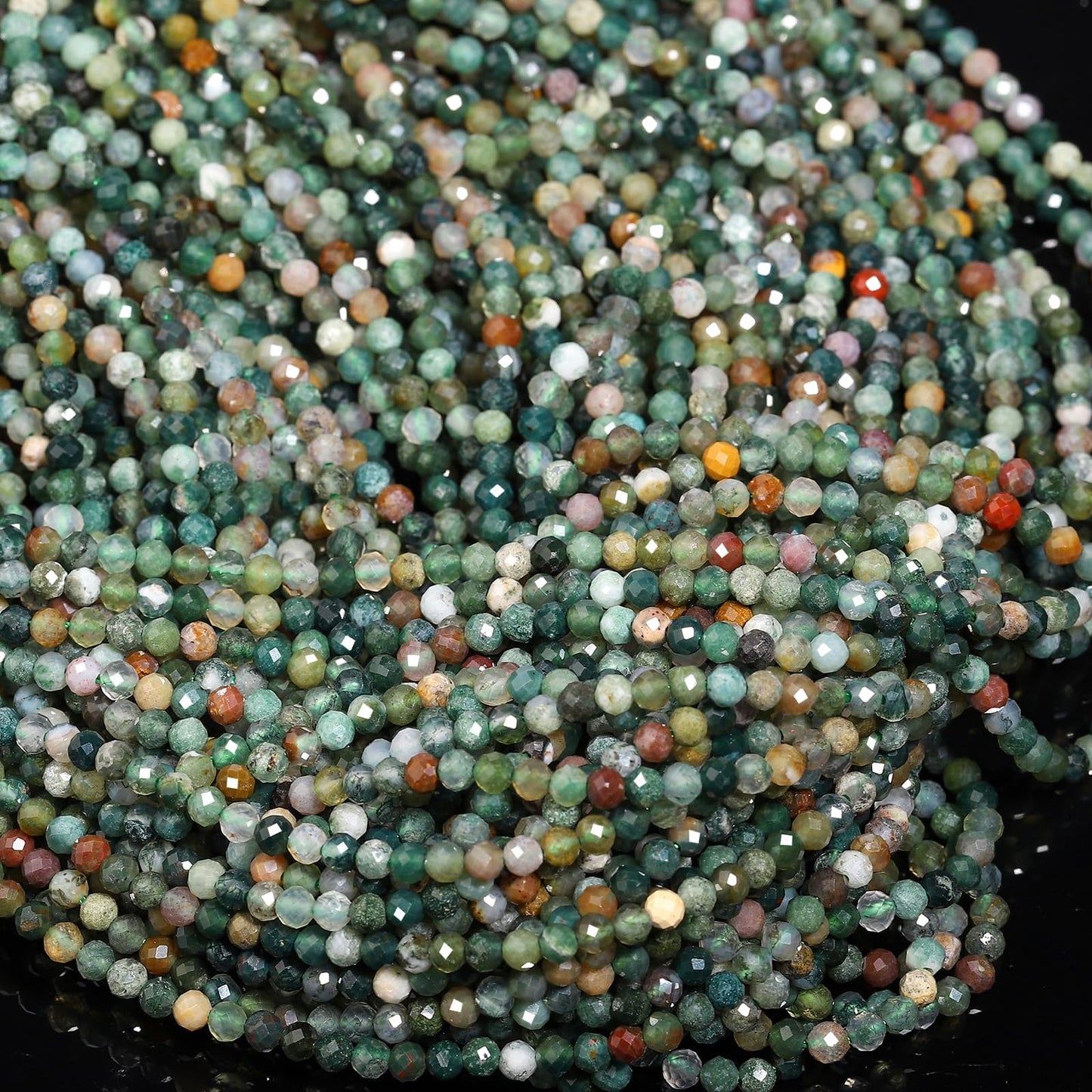 Song Xi 120pcs 3mm Natural Indian Agate Gemstone Beads Faceted Round Loose Stone Beads for Jewelry Making