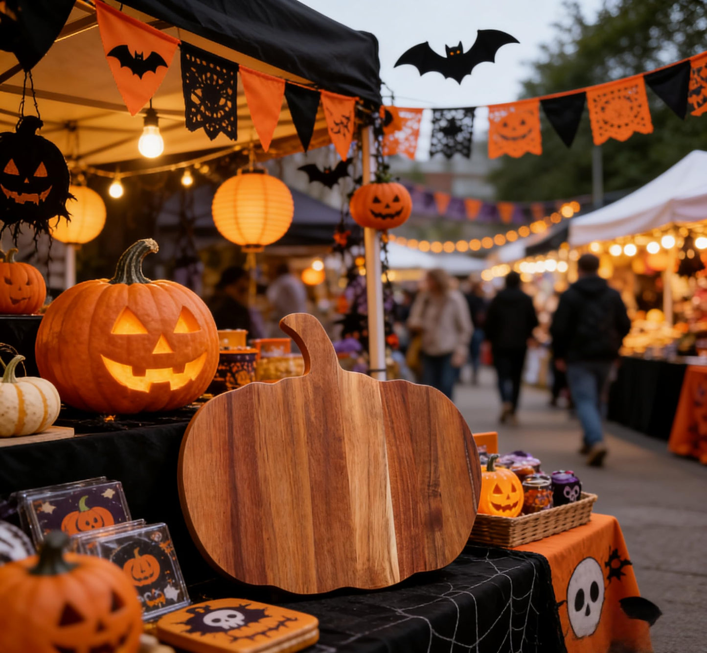 Halloween Pumpkin Shaped Wood Cutting Board for kitchen Decoration, Halloween Charcuterie Wooden Boards with Handle for Chopping Meat, Vegetables, Fall Kitchen Decor