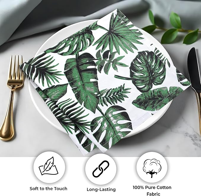 Urban Villa Cloth Napkins Tropical Print 100% Cotton Absorbent Dinner Napkins (Set of 6) Oversized 20x20 Inches Soft Durable Reusable Washable Ideal for Everyday Use Wedding Parties Premium Quality