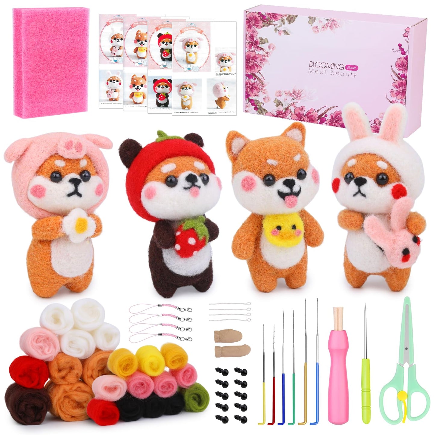UOOU Needle Felting Kit, Wool Felting Kit with 6 Pcs Colorful Needle Felting Needles and Instructions, Wool Felting Supplies for Adults and Beginners