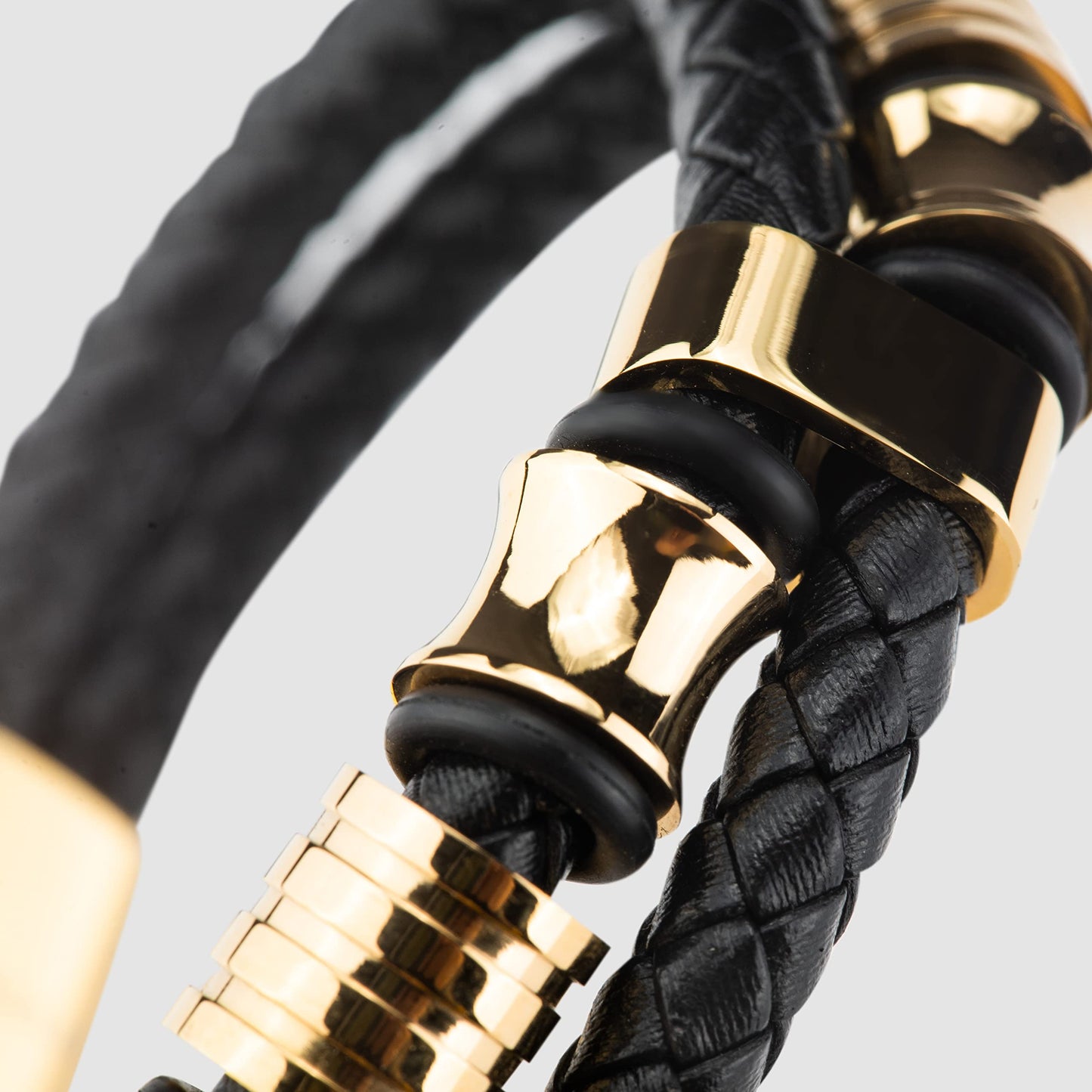 SERASAR Gold Bracelets for Men 17cm Bracelet Gift Box Genuine Leather Cowhide Braided Adjust Able Magnetic Clasp Multi Layer Wrap Rope Man Mans Male Band Jewelry Magnet Accessories