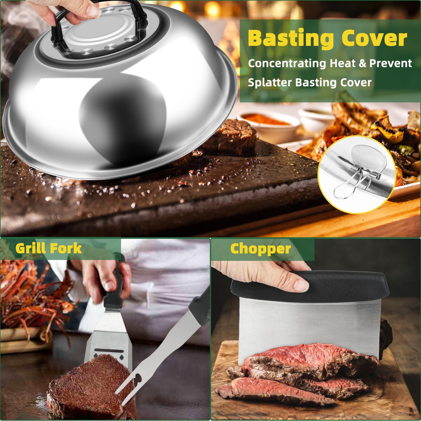 30PCS Griddle Accessories Kit, Flat Top Grill Accessories Set for Blackstone and Camp Chef, Grill Spatula Set with Melting Dome, Burger Press, Gifts for Men, Christmas Stocking Stuffers for Adults Men