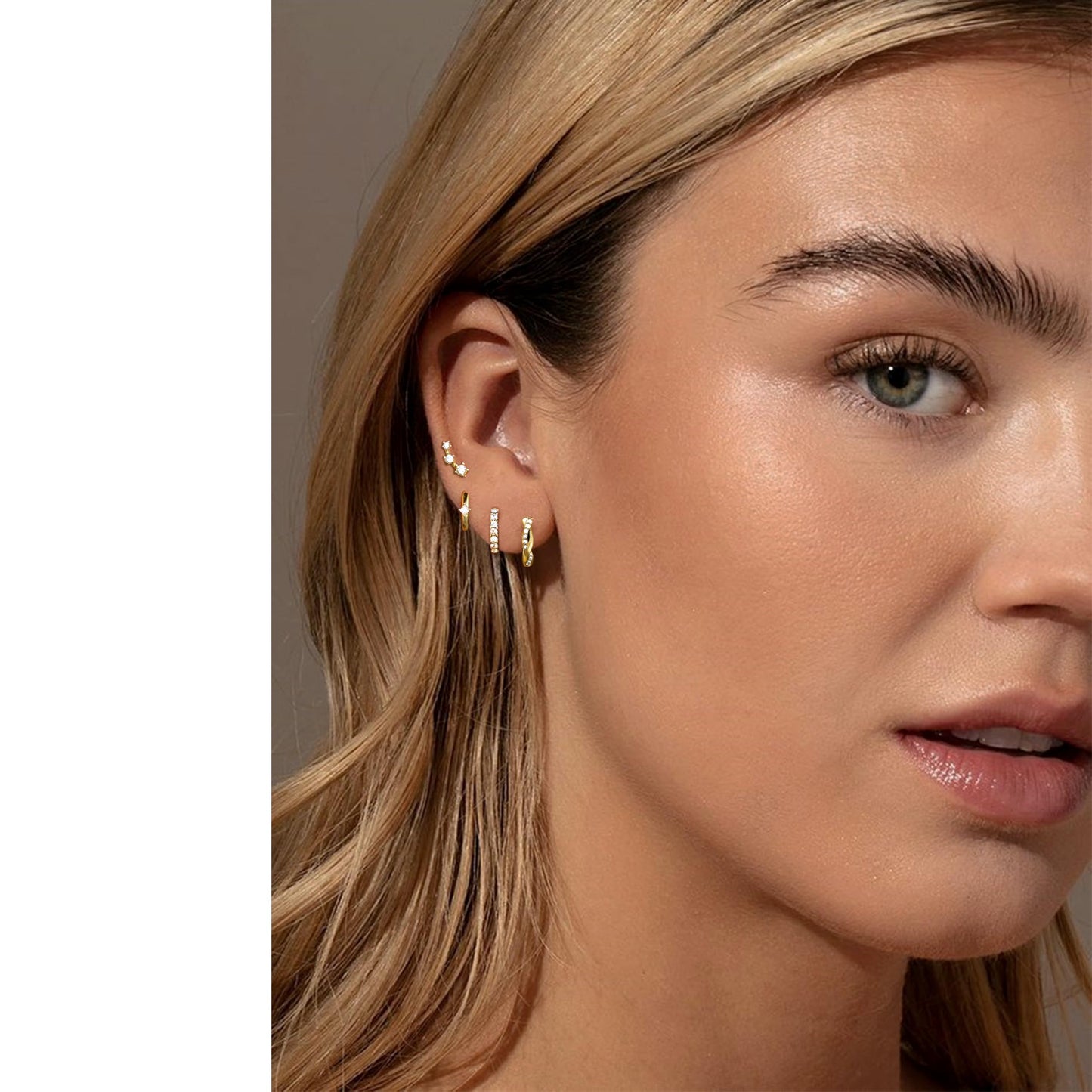 Gold Stud Earrings for Women, 6 Pairs 14K Hypoallergenic Cartilage Earrings for Multiple Piercing, Dainty Small Stackable Gold Hoop Earrings Set