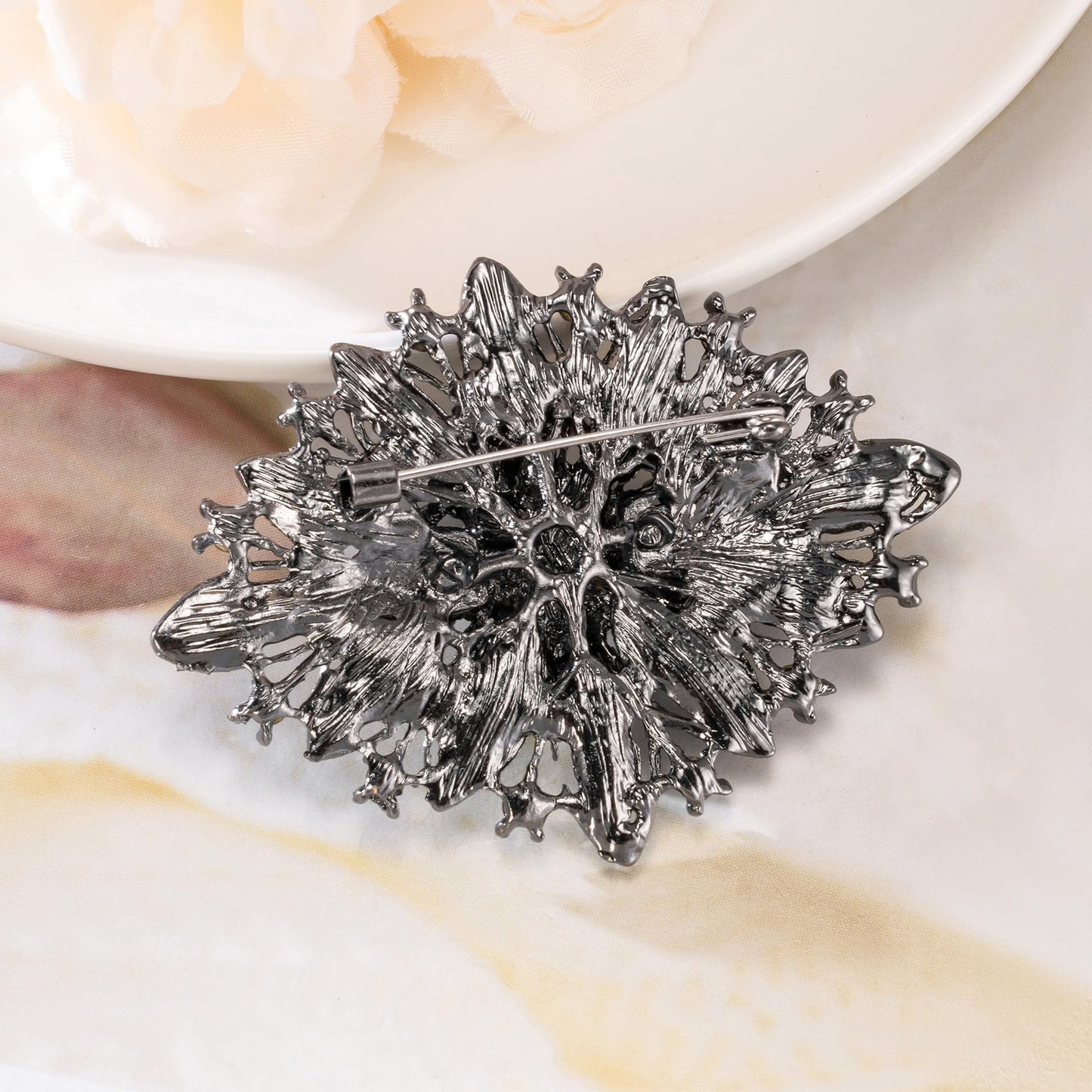 HAISWET Vintage Art Deco Crystal Rhinestone Brooch Pin for Women Black