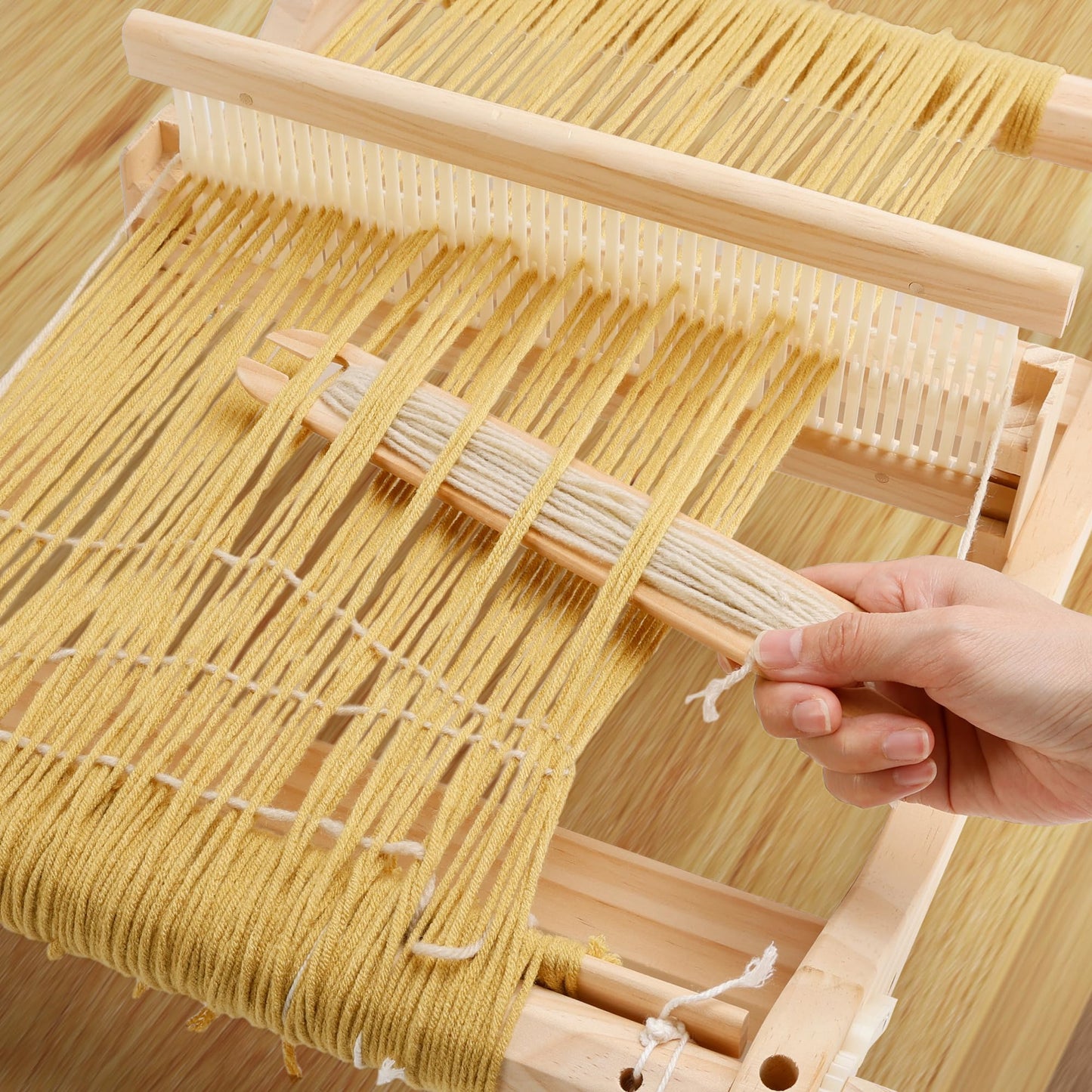 WILLOWDALE 16 Inches Rigid Heddle Loom with Stand, Weaving Loom Kit with Shed Stick, Wooden Multi-Craft Weaving Loom for Adults, Threads Warping Frame with Pegs and Yarn Stand, Frame Loom for Beginner