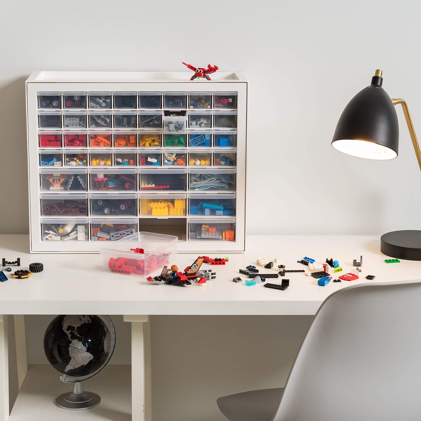 IRIS USA 44-Drawer Small Parts Organizer, Made in USA, Storage Drawers for Beads, Crafts, Building Bricks, Screws, Nuts, Bolts, Electronics, Hardware, Stackable Garage Storage Cabinet, White