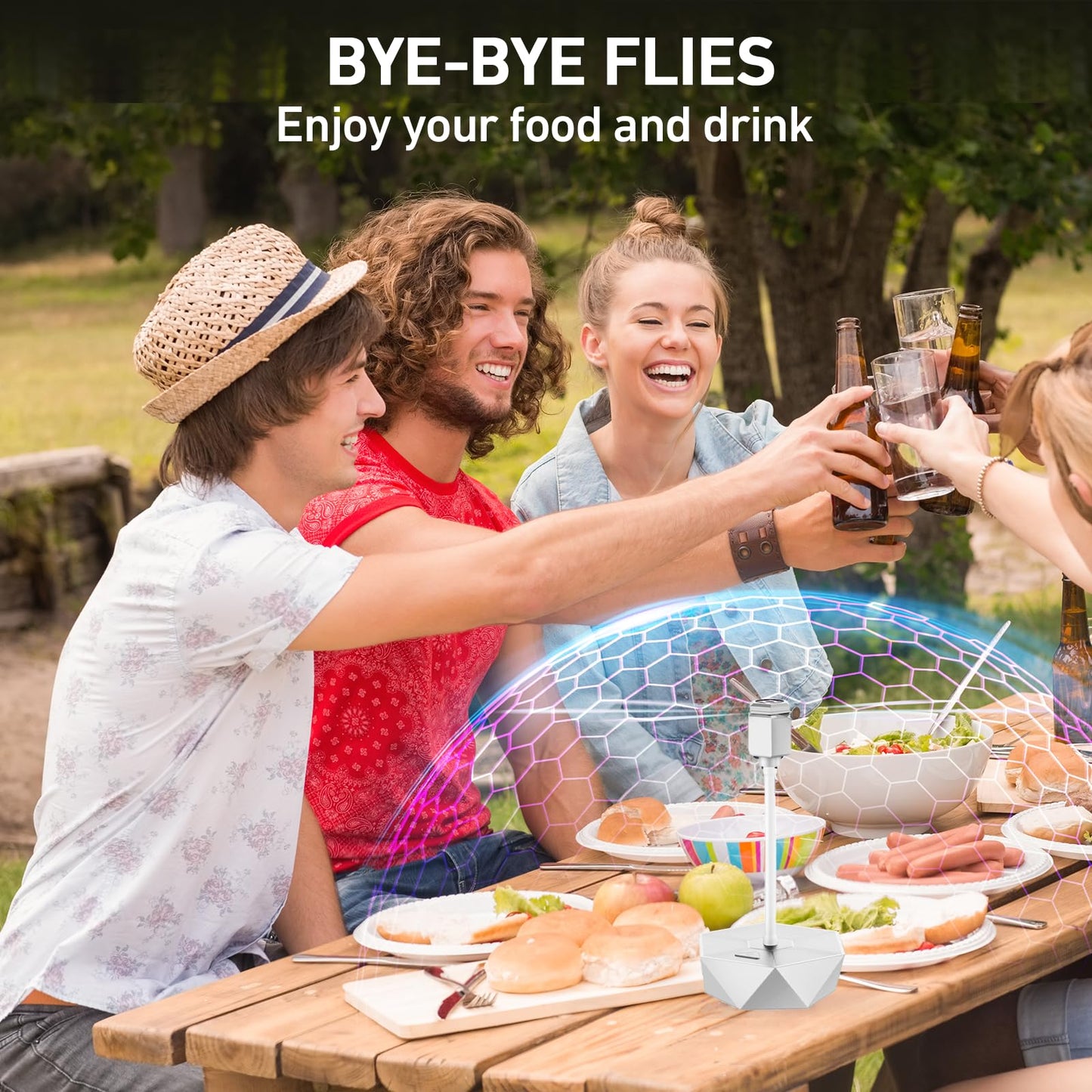 GUIDOT Fly Bug Fans for Food Tables, Fly Control Spinner Table Top Keep Flies Away from Patio Picnic Party Restaurant Kitchen Camping and BBQ