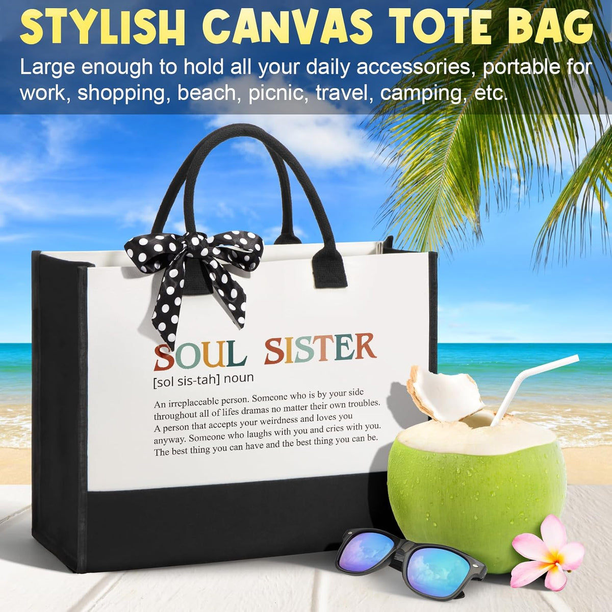 Best Friend Birthday Gifts for Women, Friendship Gifts for Women Friends Female Funny Sister Gift from Sister Christmas Gift Basket for Mom Best Friends Female Bestie Soul Sis BFF w/ Canvas Tote Bag