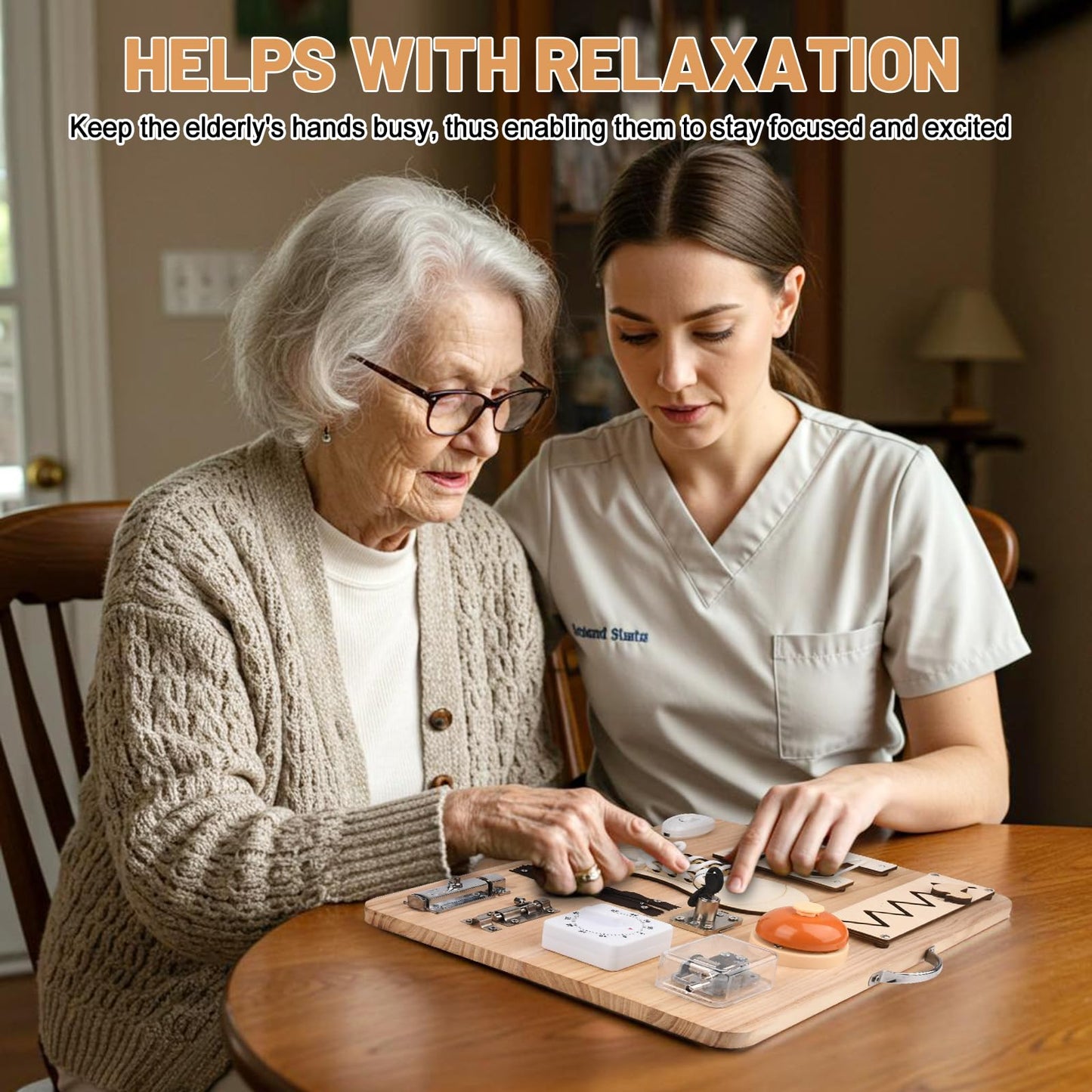 Fi/dg/et B/oa/rd for Seniors to Enhance Life Skills, Assistive Product for Home Use