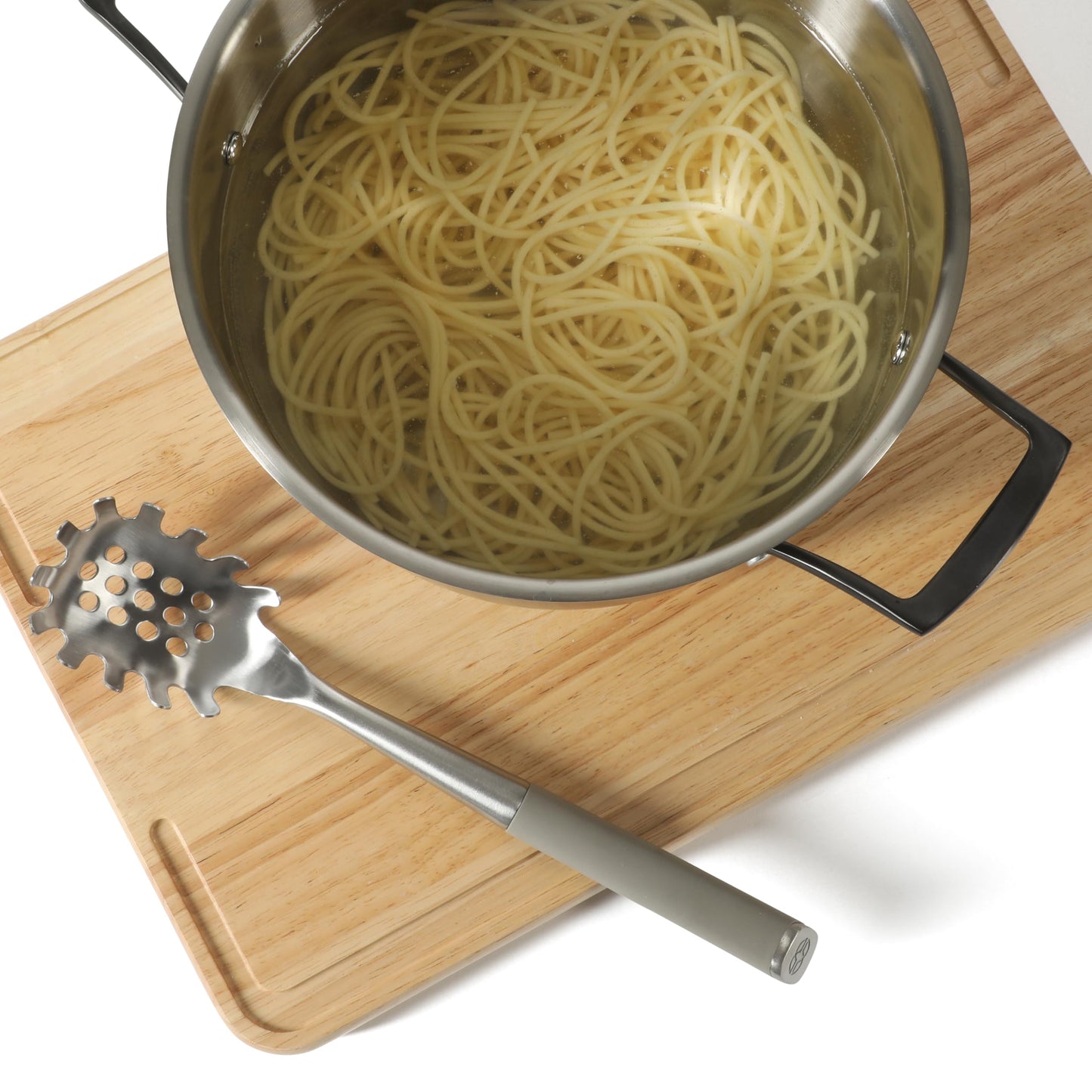 Calphalon Edge Stainless Steel Spaghetti Pasta Server w/Thermoplastic Rubber Handle - Taupe