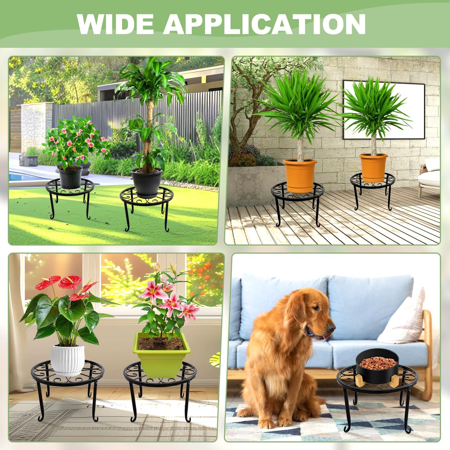 YUYIUS 2 Pack Plant Stands, Heavy Duty Metal Flower Pot Stands for Multiple Plant, Decoration Racks for Home, Patio, Garden
