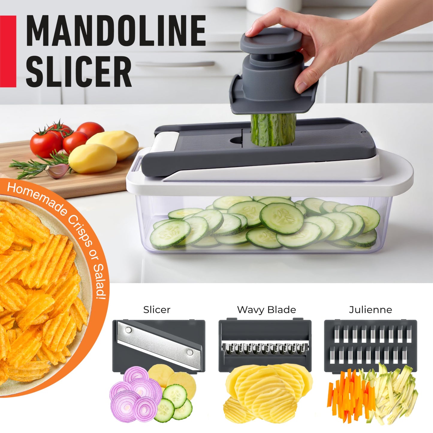 Mueller The Real Original Pro Chopper since 2013 Vegetable Chopper Mandoline Slicer, 8 Blade Food Veggie Chopper Onion Vegetable Cutter with Container, Kitchen Gadgets & Essentials, (10 in 1)