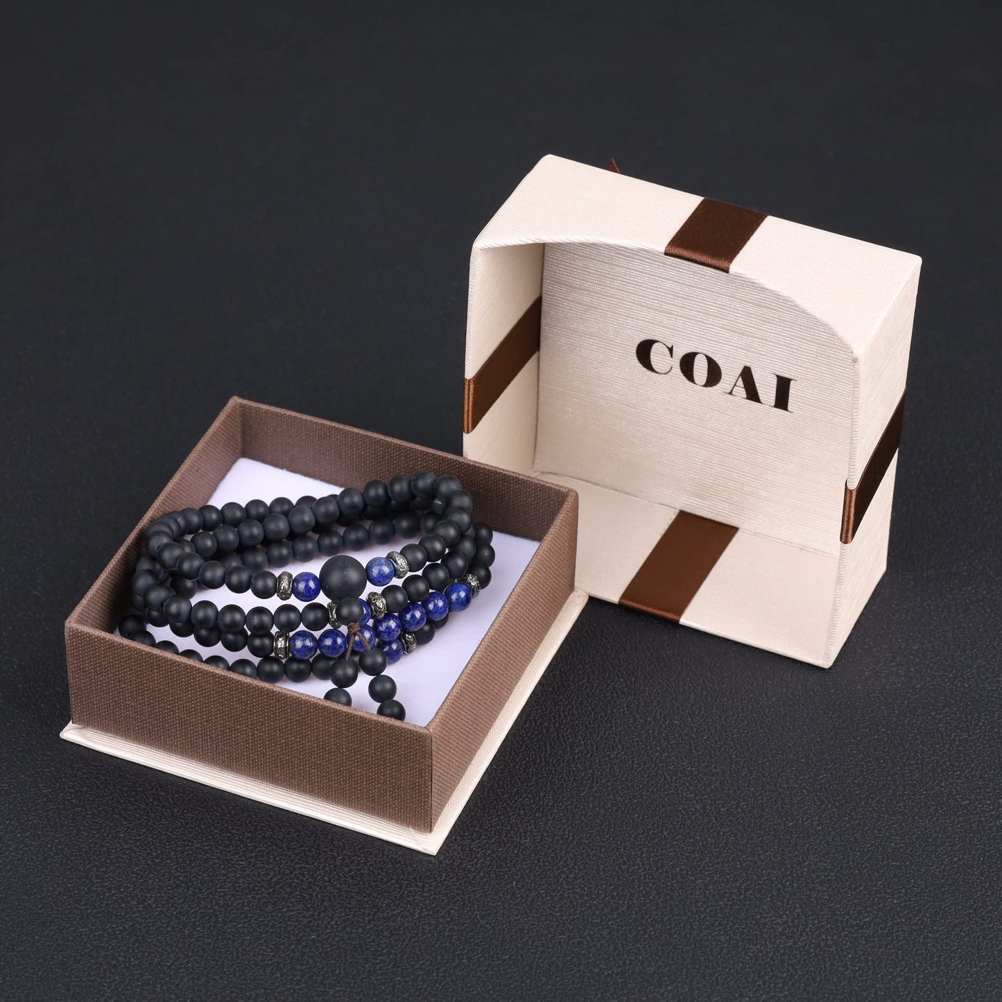 AmorWing Chakra Stones Matte Onyx Lapis Lazuli 108 Mala Beads Wrap Bracelet Necklace