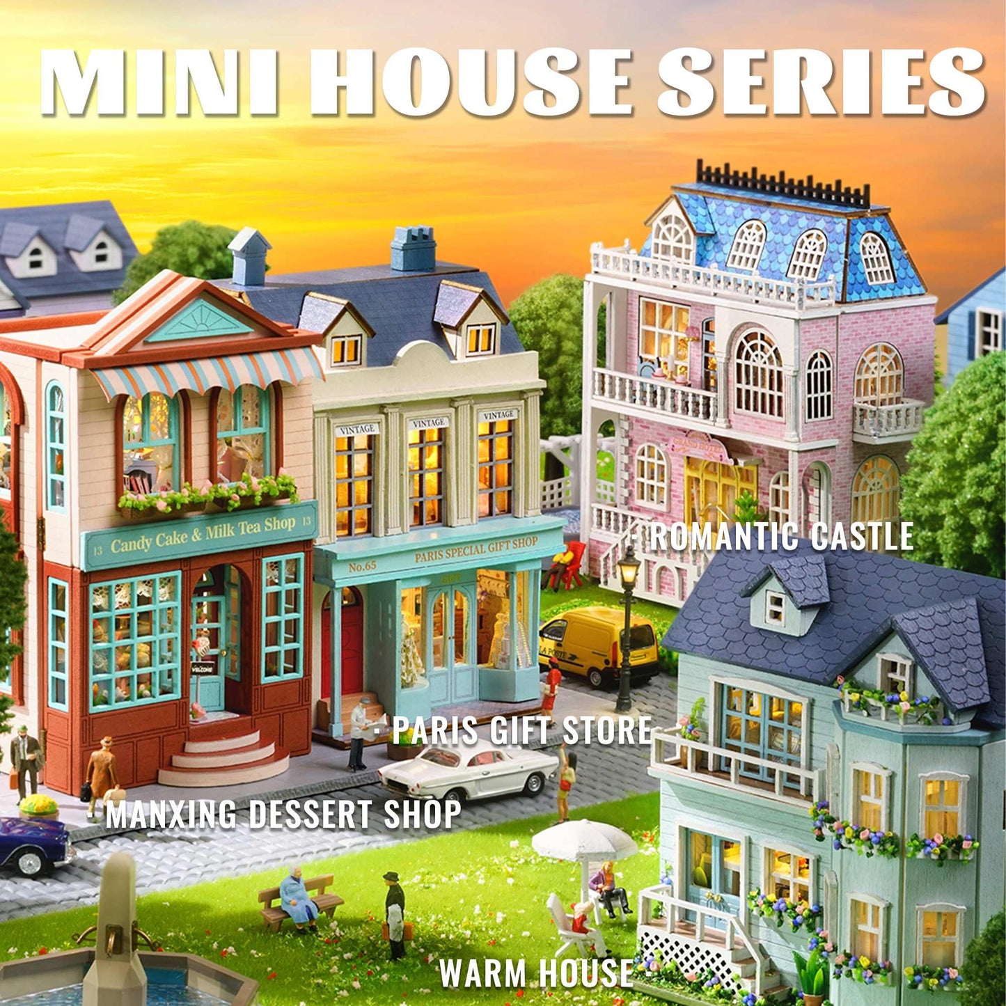Flever Dollhouse Miniature DIY House Kit Creative Room with Furniture for Romantic Valentine's Gift (Warm House)
