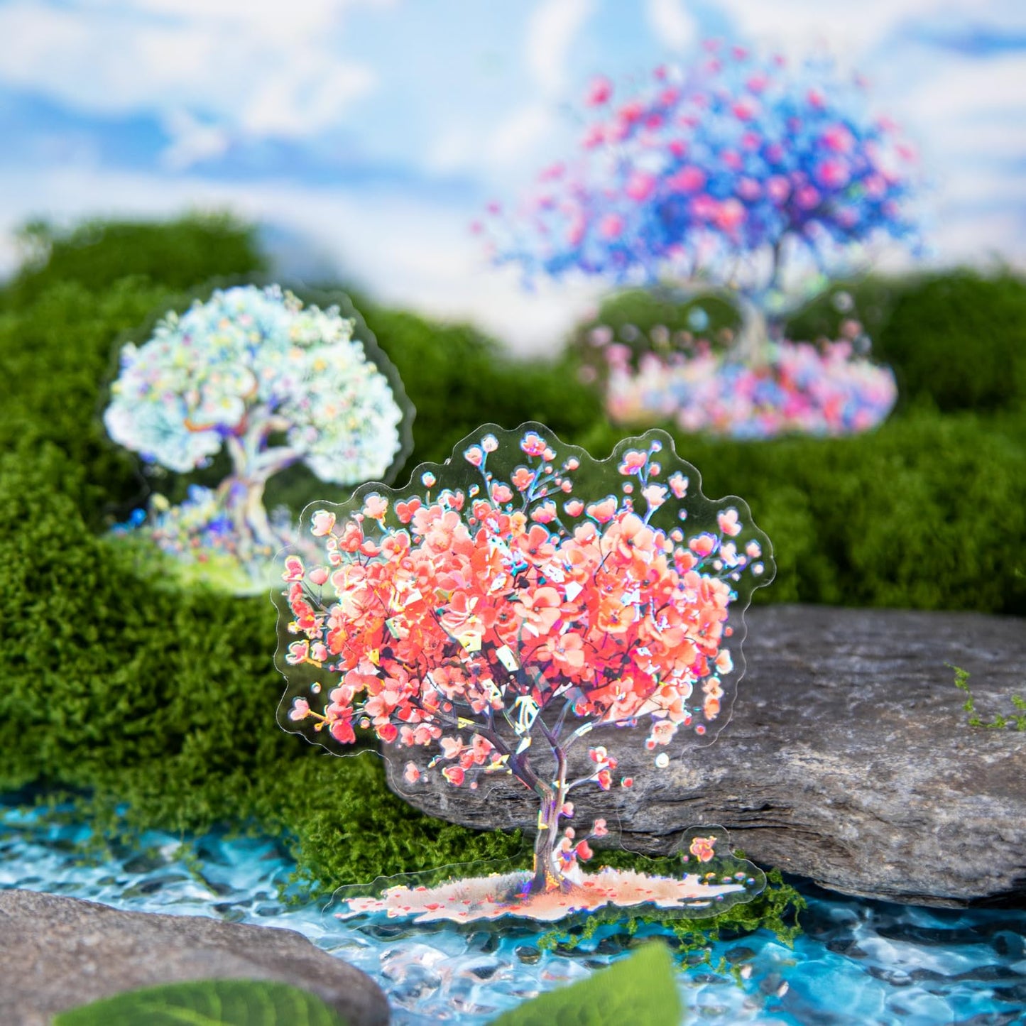 AuriicLeaf Flower Tree Scrapbook Stickers Set, 60PCS Holographic Ephemera for Scrapbooking, Junk Journaling, Crafting, DIY Projects, Diaries, and Art Supplies