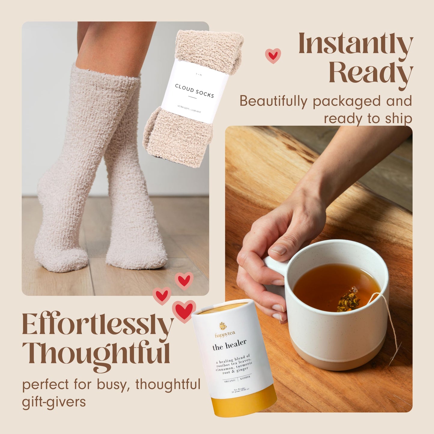 Unboxme Get Well Gift Box - USDA Organic Get Well Soon Self Care Package for Women | Fluffy Socks, Mug, Lemon & Ginger Tea Set, Sea Salt, Sage Scented Candle, Sending Hugs Card | Feel Better Basket