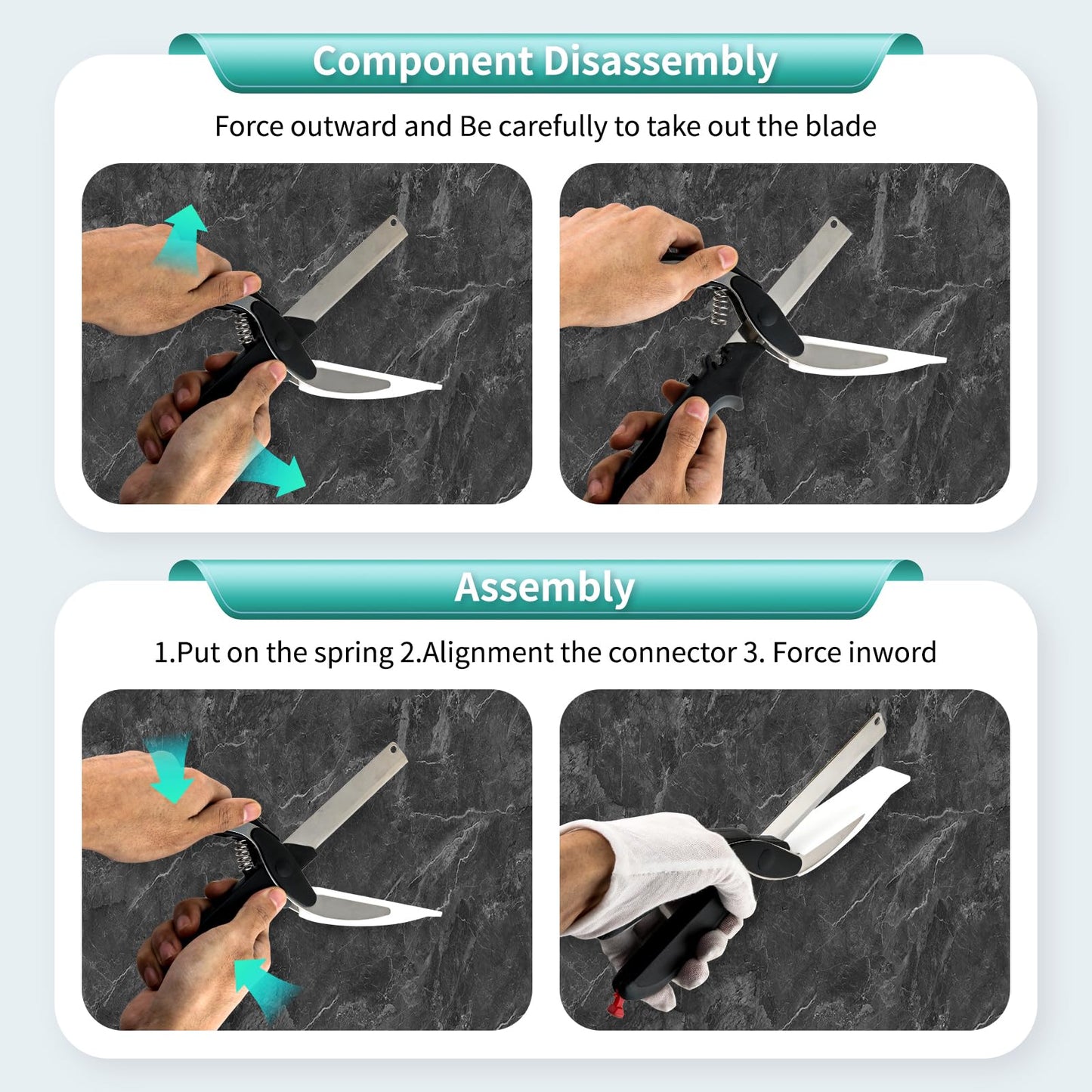 GQGUOJJZZ Professional 8-Inch Kitchen Shears with Built-in Cutting Board - Multi-Purpose Kitchen Scissors for Vegetables, Meat, and Ingredient Prep