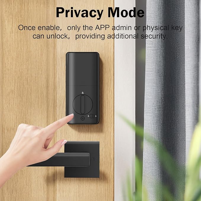 WiFi Smart Door Lock Keyless Entry with Gateway and Handles Fingerprint Touchscreen Keypad IC Card Key APP Type-C Charging Unlocking 6 in 1 Electric Biometric Digital Deadbolt for Front Doors
