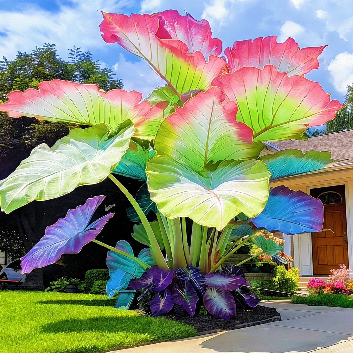 FEWSDVBX Giant Tropical Elephant Ear- Excellent Display/Easy Growing/Mix Color/Perfect for Outdoor Gardens (5)