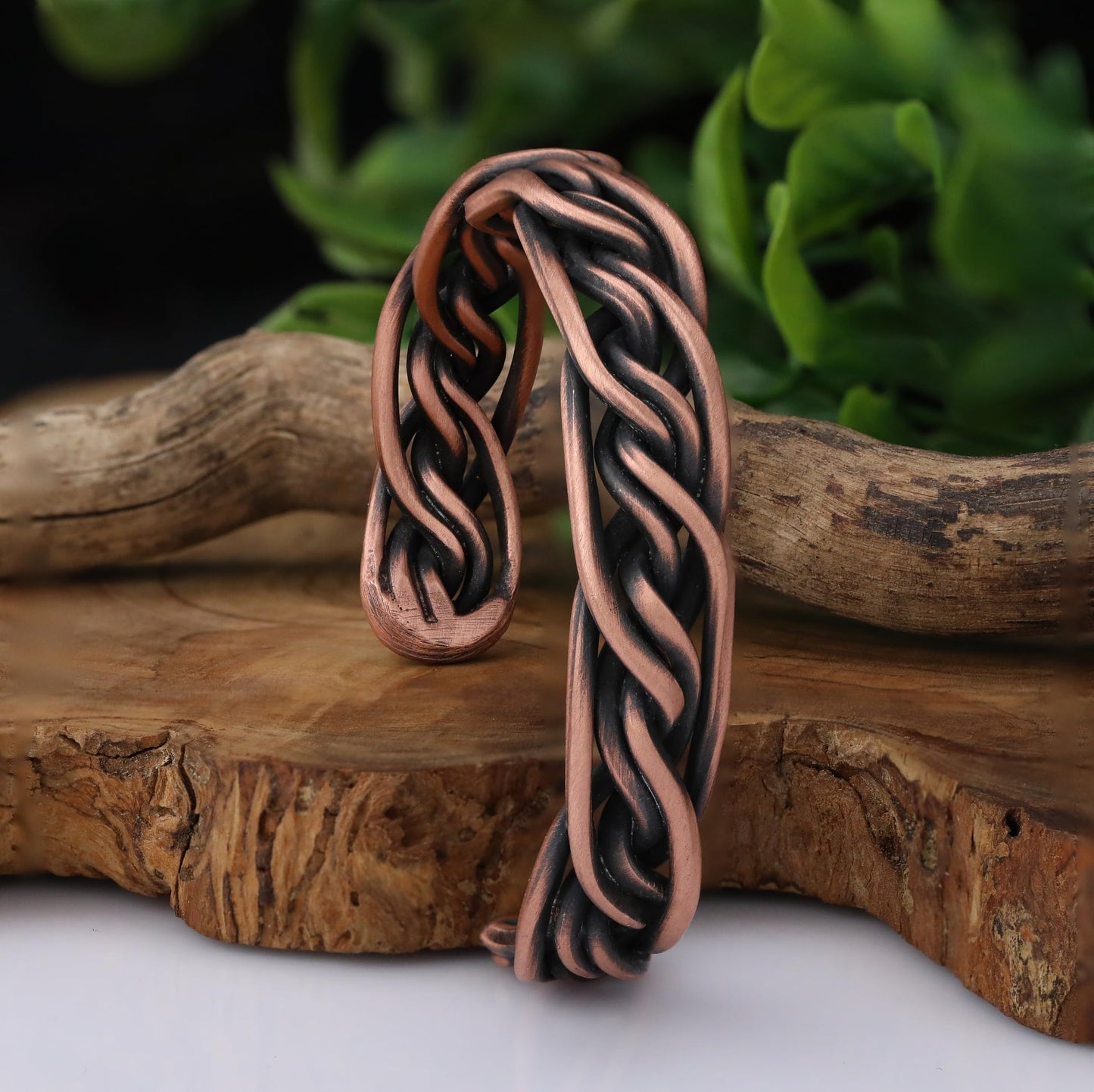 Handmade Elegant Copper Bracelet for Women and Men-Pure Copper Bracelet for Pain Relief and Stress Relief-Adjustable, Thickest, Twisted Copper Wire Bracelet to Fit many Size Wrist(folded) (intricate)