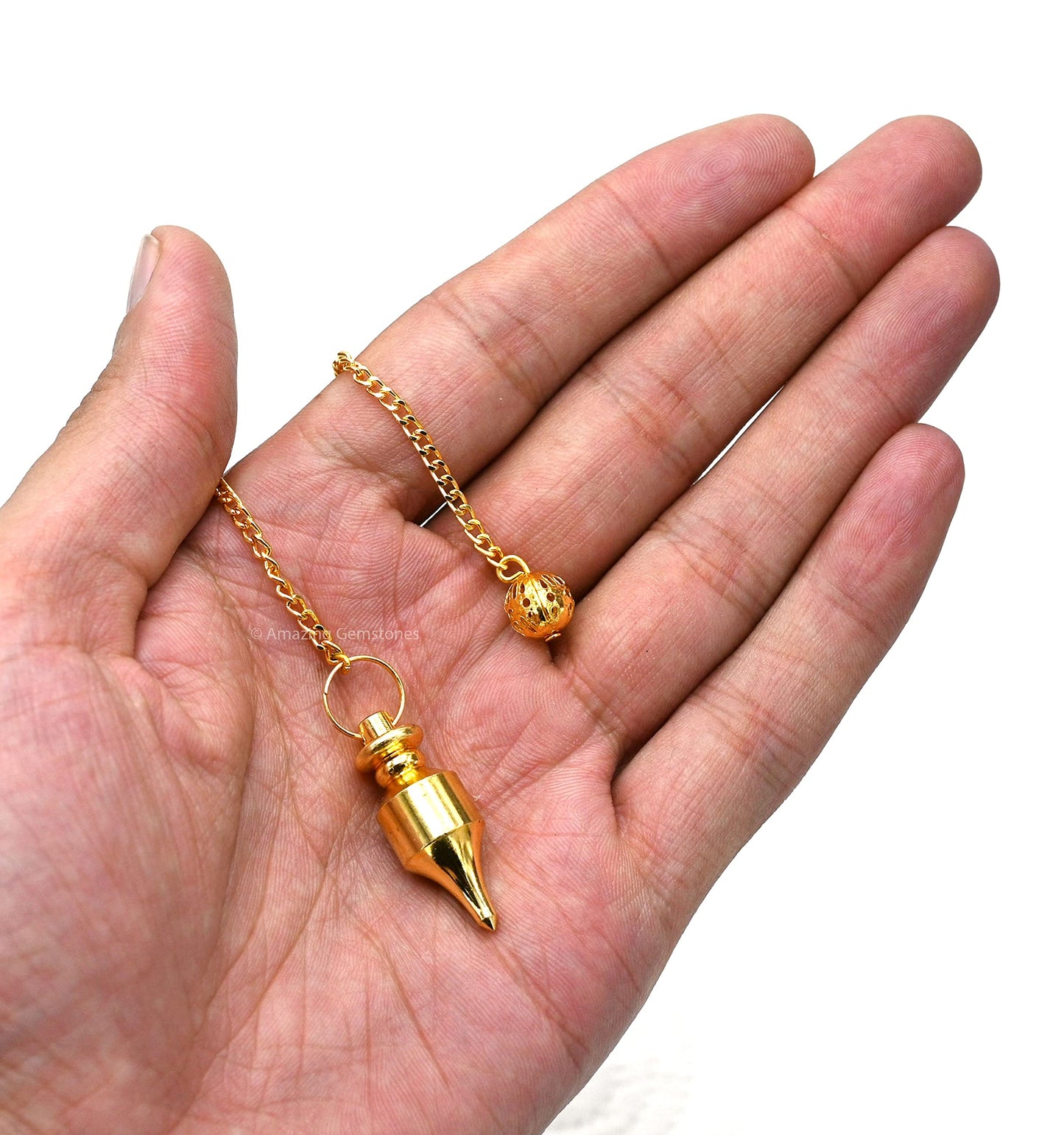 Amazing Gemstone Healing Metal Pendulums for Divination, Gold Long Point Steel Copper Pendulum High Energy Pendulo de Bronce Pendulos de Mesa MP32