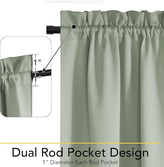 NICETOWN 100% Blackout Door Curtain for French Front Door with Adjustable Tieback, Thermal Insulated Privacy Room Darkening Window Covering for Kitchen Christmas Decor, W30 x L72, 1 Panel, Sage Green