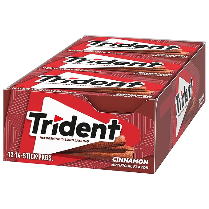 Trident Cinnamon Sugar-Free Chewing Gum, 12 Packs of 14 Pieces (168 Total Pieces)