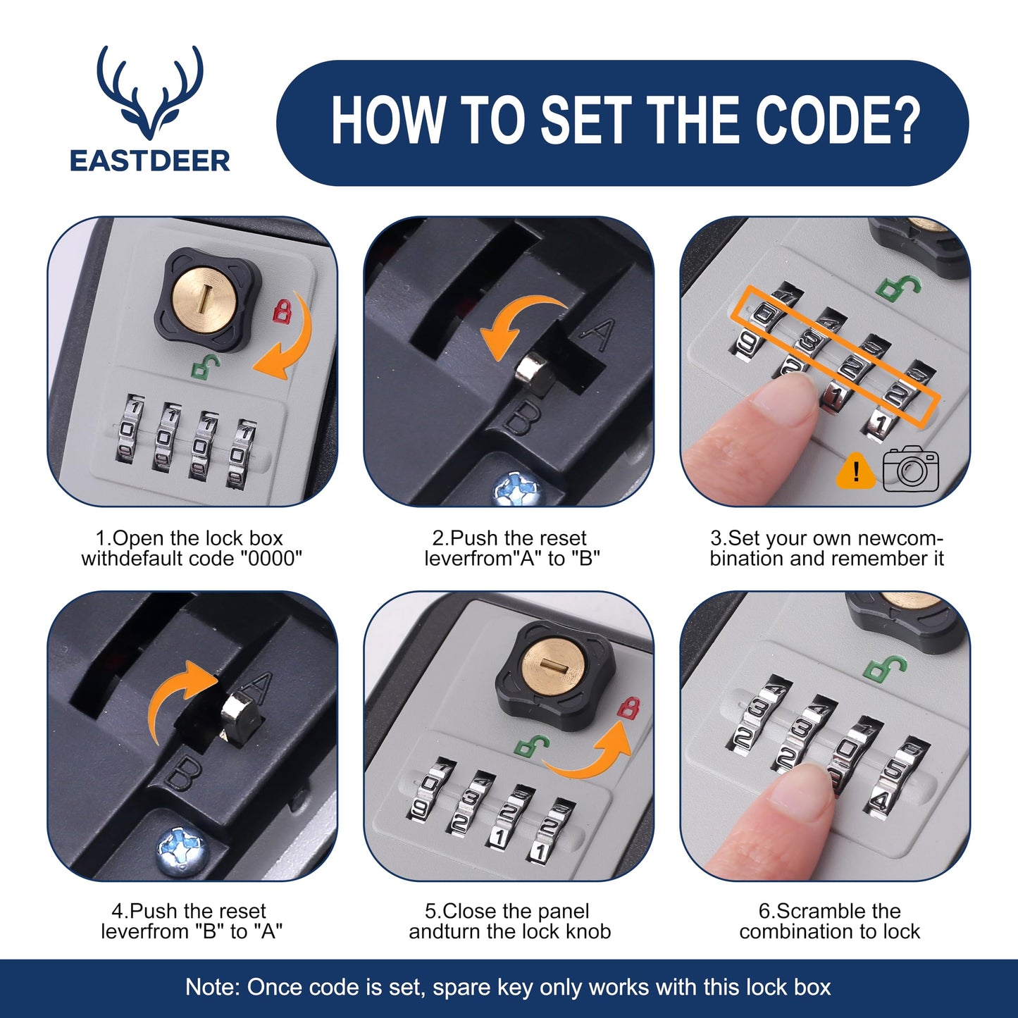 EASTDEER Wall Mount Key Lock Box Outdoor Key Lock Box with Resettable Combination Lock Boxes for keys Wall Mounted Key Safe Boxes for Outside, Garage, Home, Office