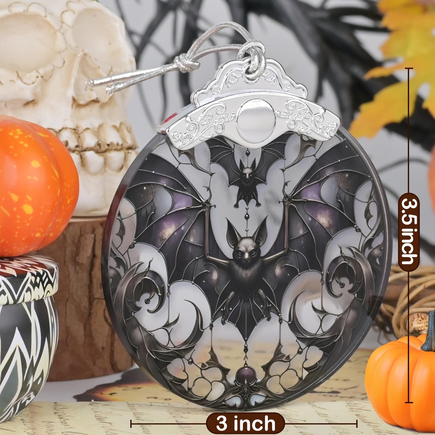 Stained Glass Suncatcher Ornament - Bat Christmas Decorations - Christmas Ornaments for Tree - Holiday Present Ideas - Gift Exchange