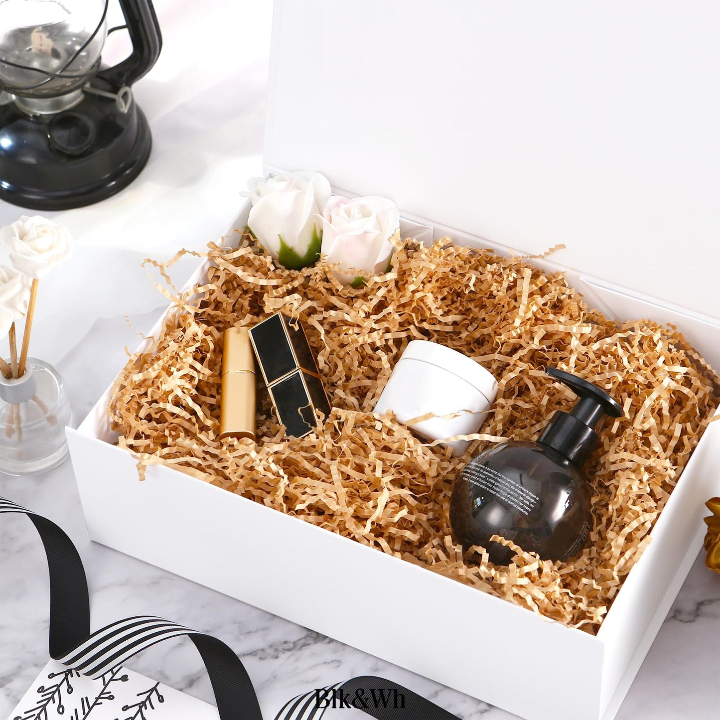 BLK&WH Magnetic Gift Boxes with Lids, Set of 4 White Presents Boxes Assorted Sizes for Birthday, Wedding, Valentines, Christmas, Party, Baby Showers (Matte White)